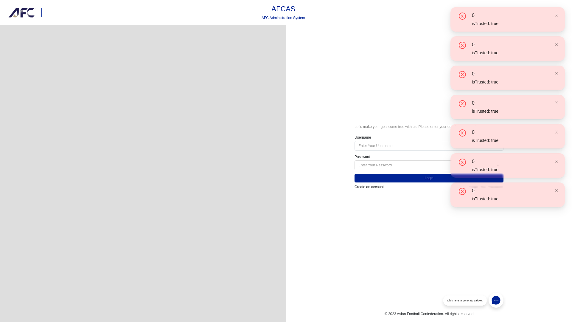 website screenshot of https://afcas-sit.pages.dev/