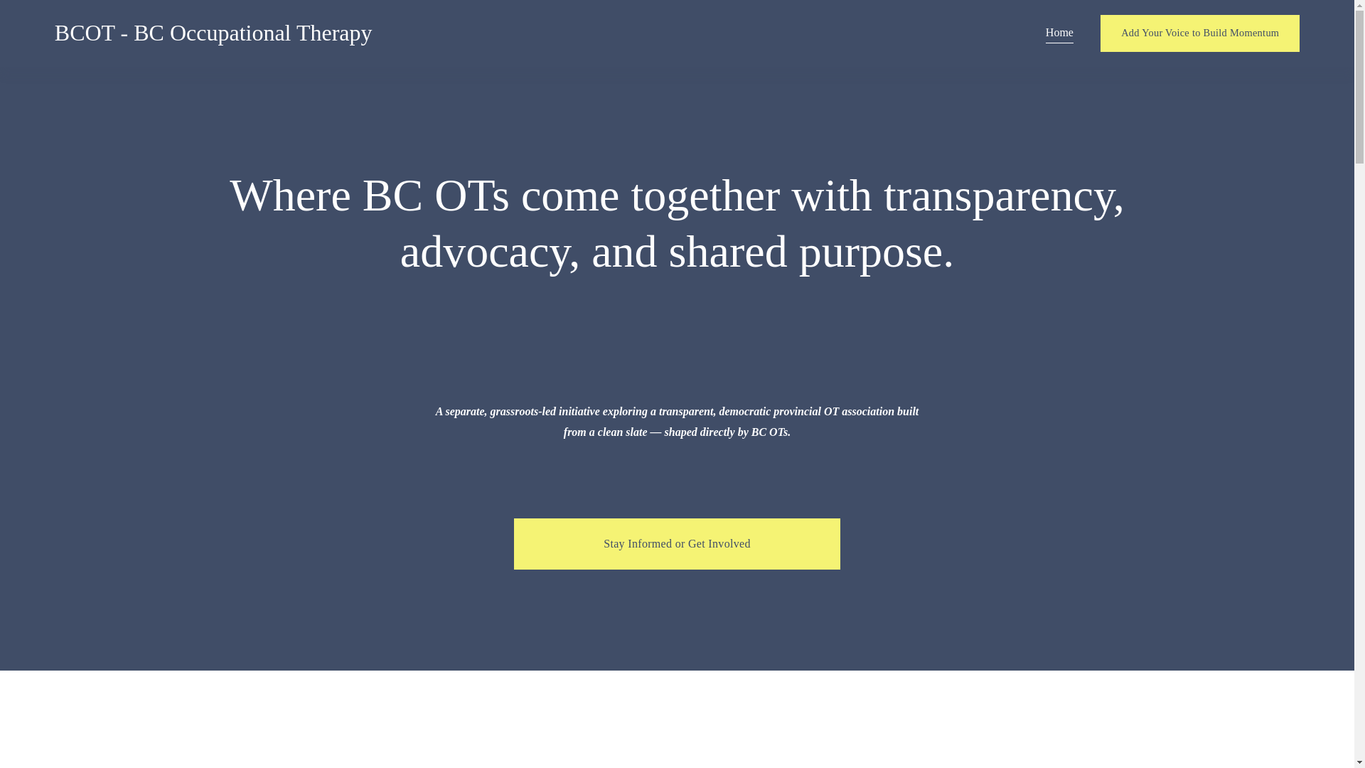 website screenshot of https://bcot.ca/