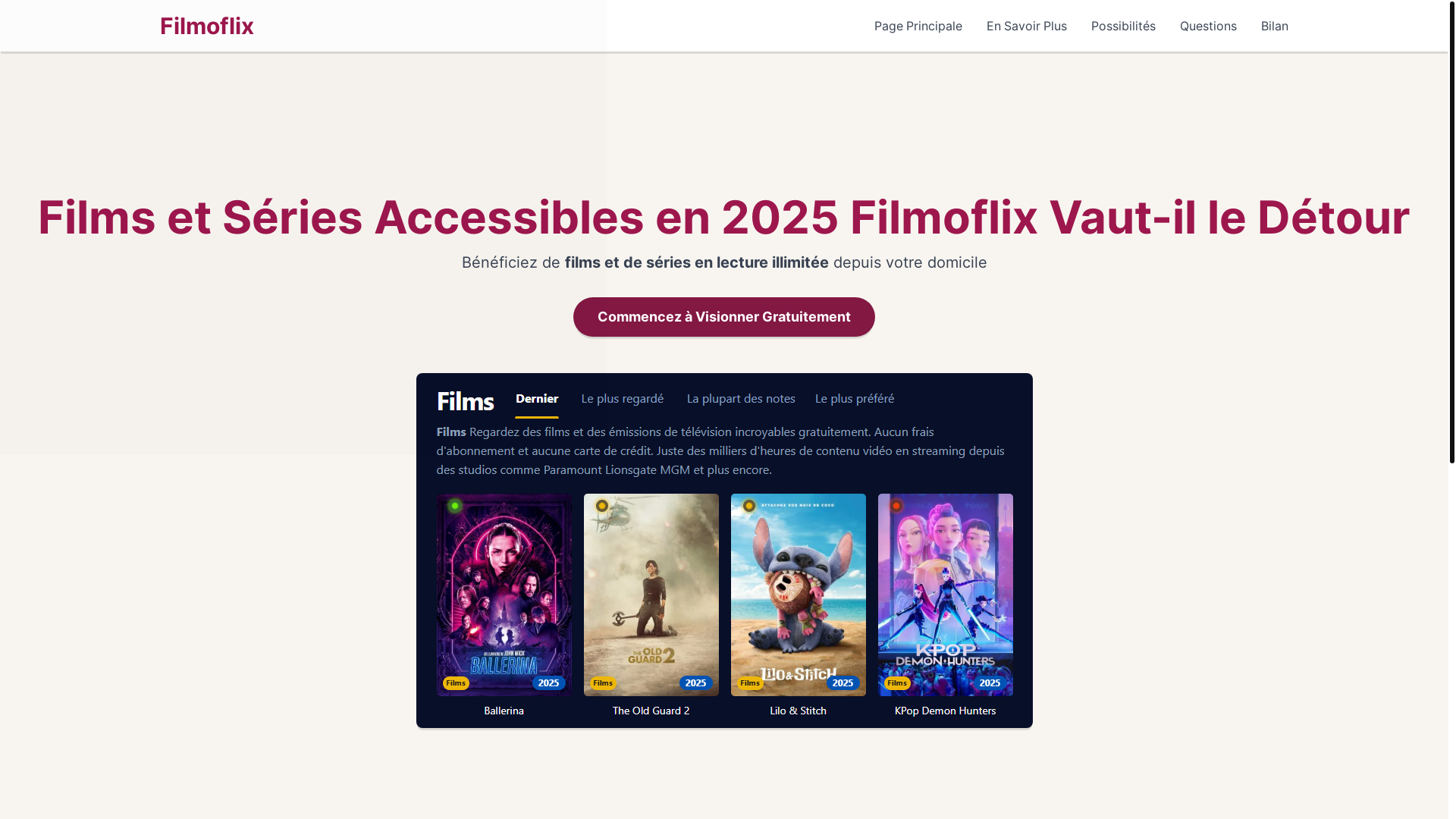 website screenshot of https://filmoflix-davn.pages.dev/