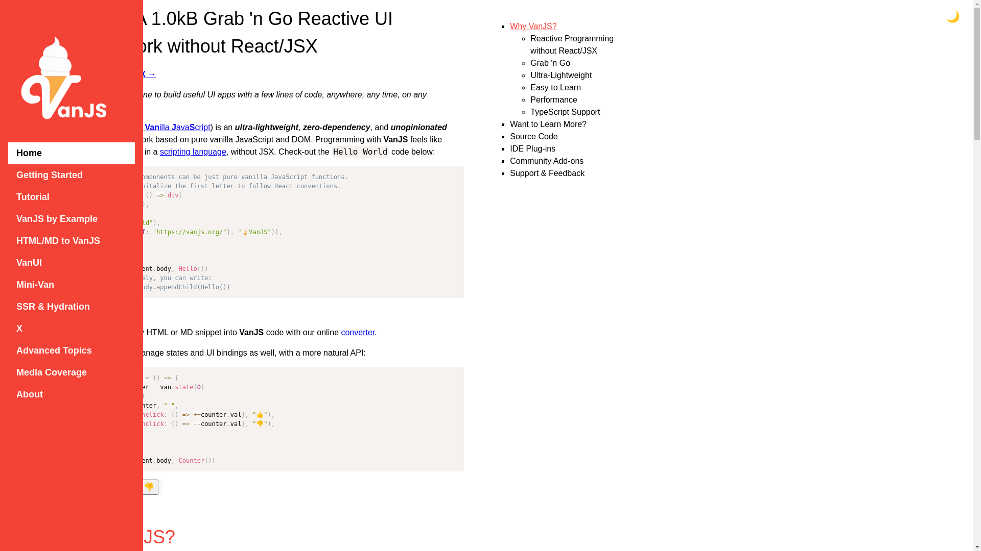 website screenshot of https://vanjs.pages.dev/