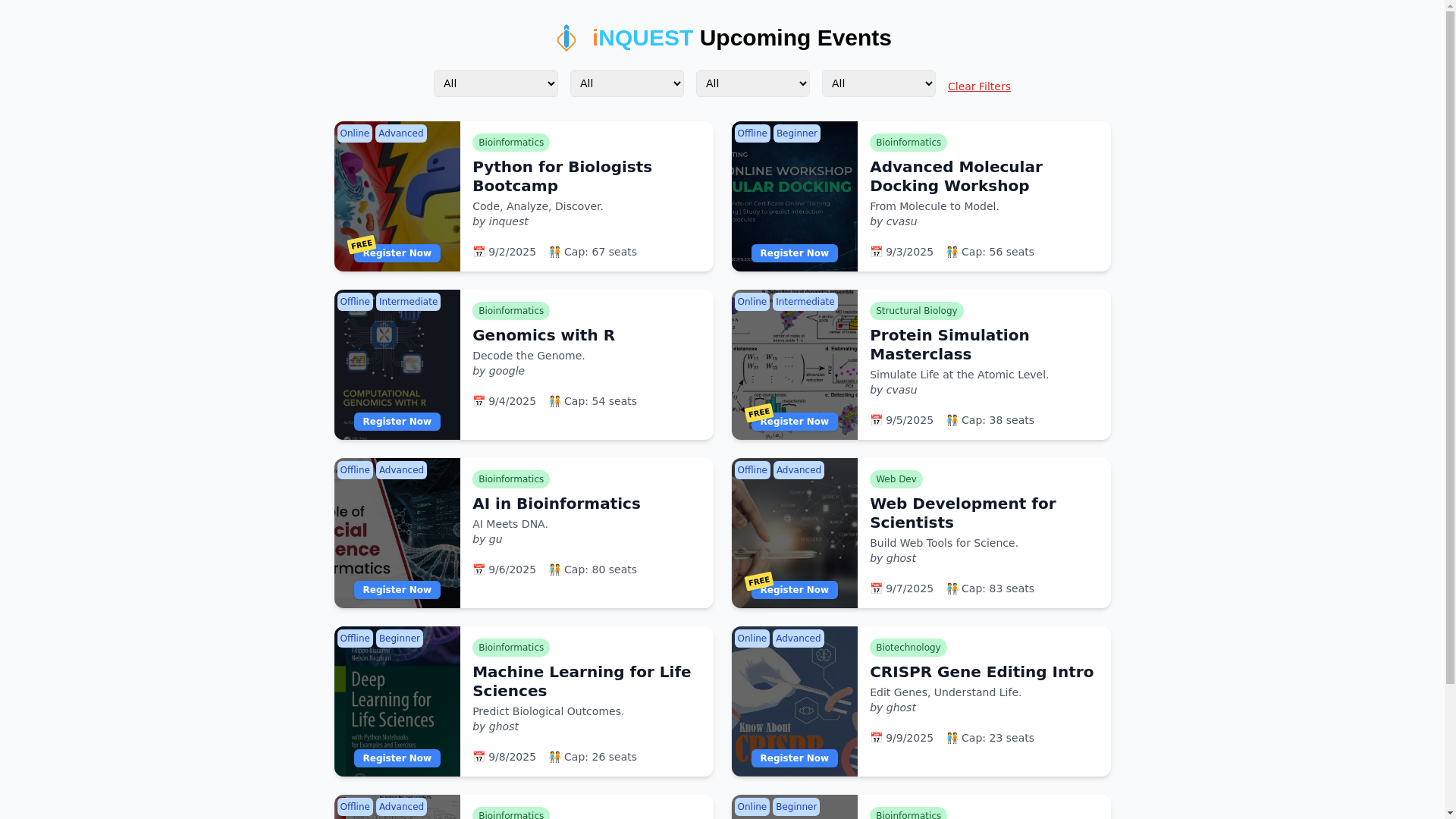 website screenshot of https://inq-events.pages.dev/