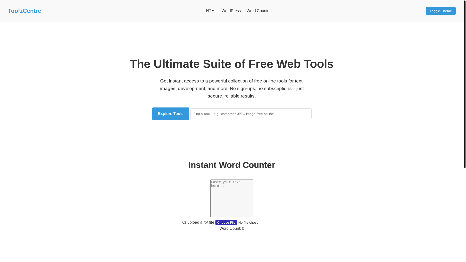 website screenshot of https://toolzcentre.pages.dev/
