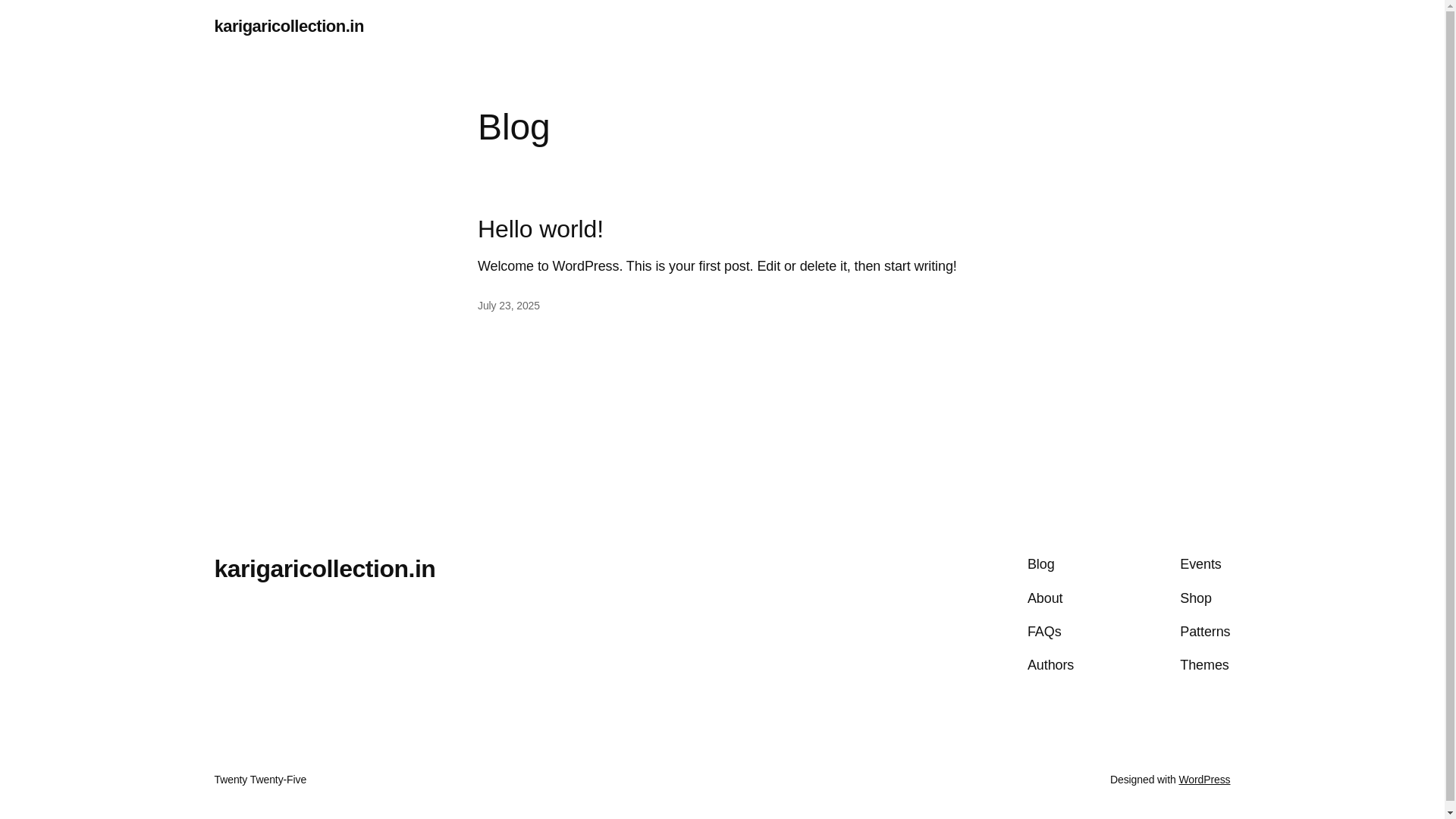 website screenshot of https://karigaricollection.in/