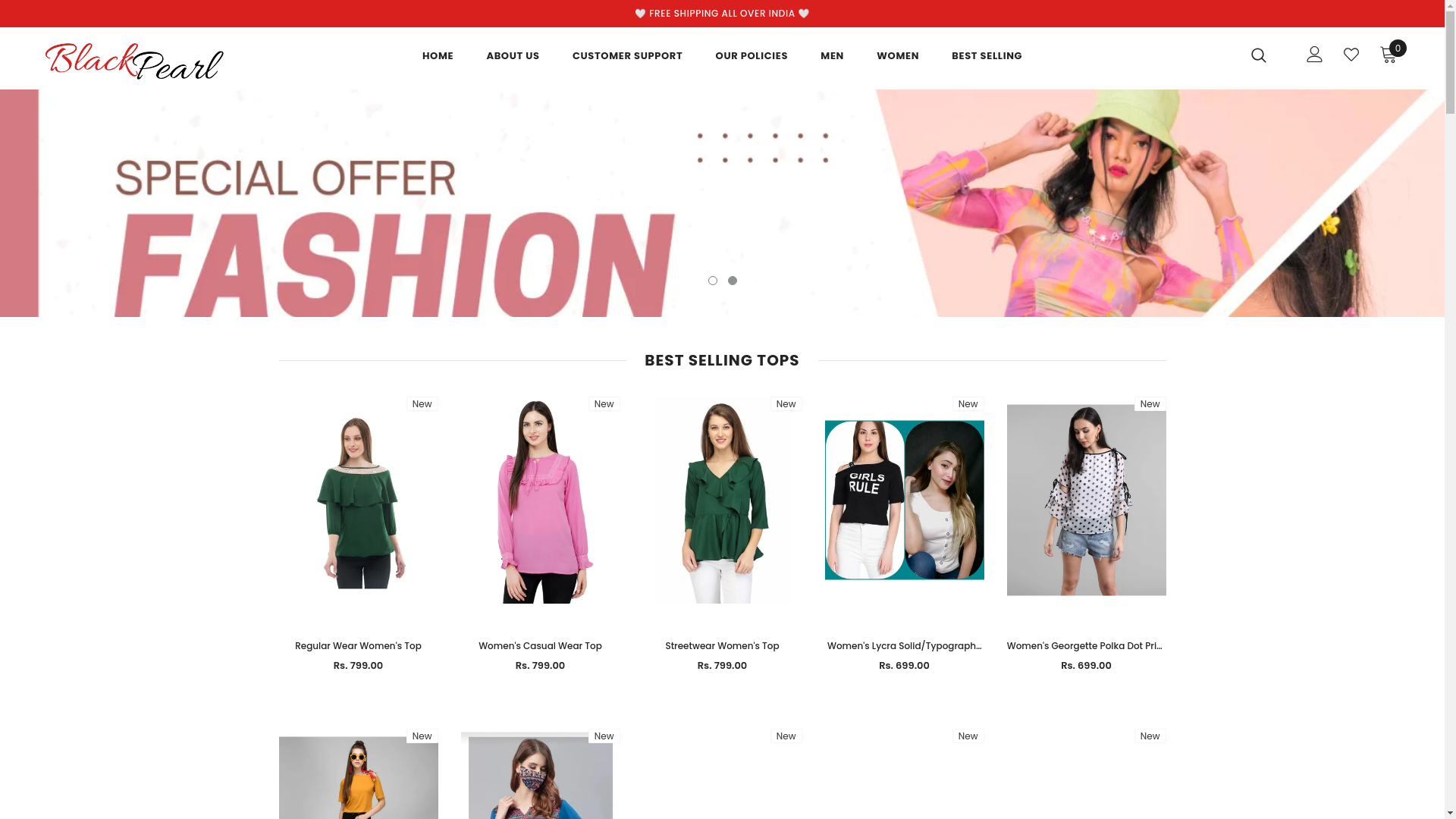 website screenshot of https://blackpearll.shop/