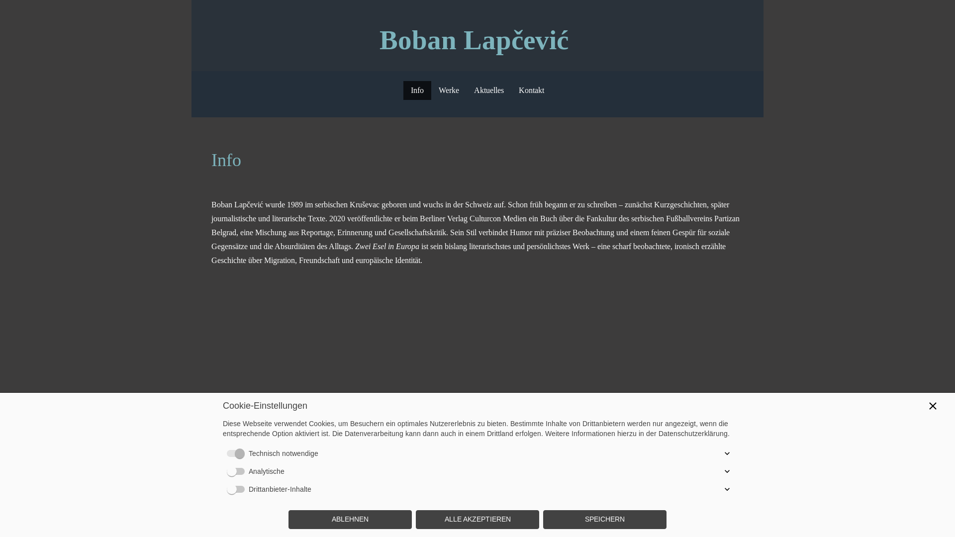 website screenshot of https://bobanlapcevic.ch/