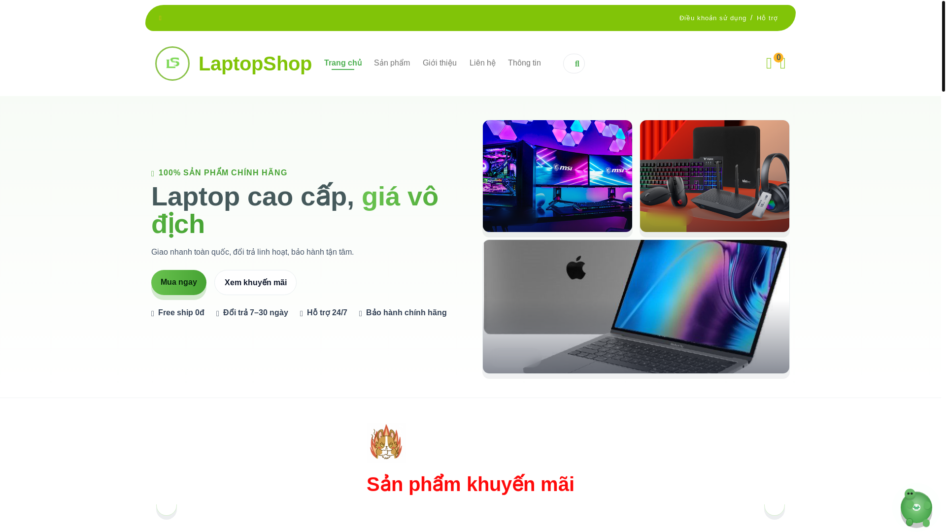 website screenshot of https://laptopshop.pro.vn/