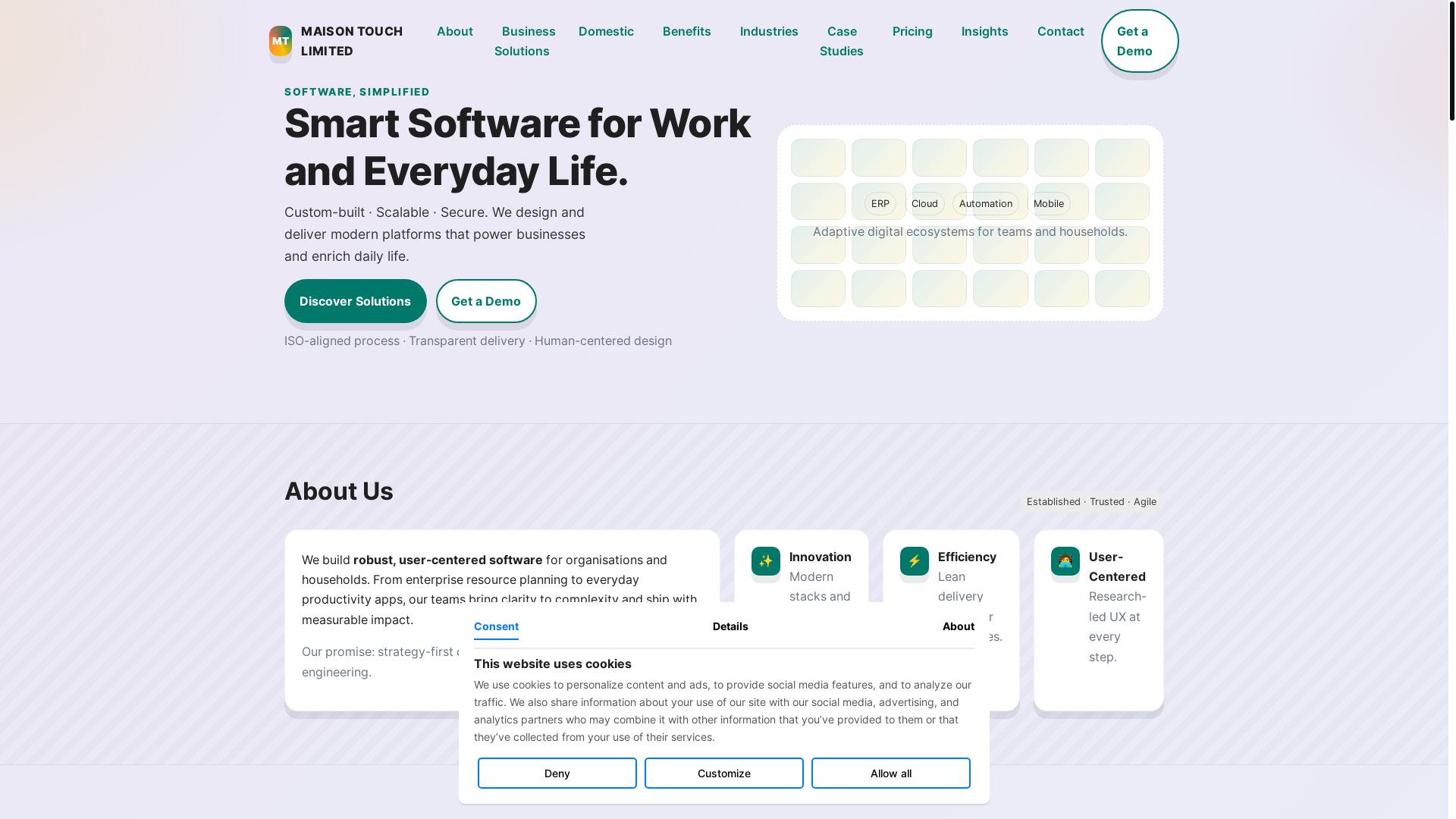 website screenshot of https://maisoontouch.com/