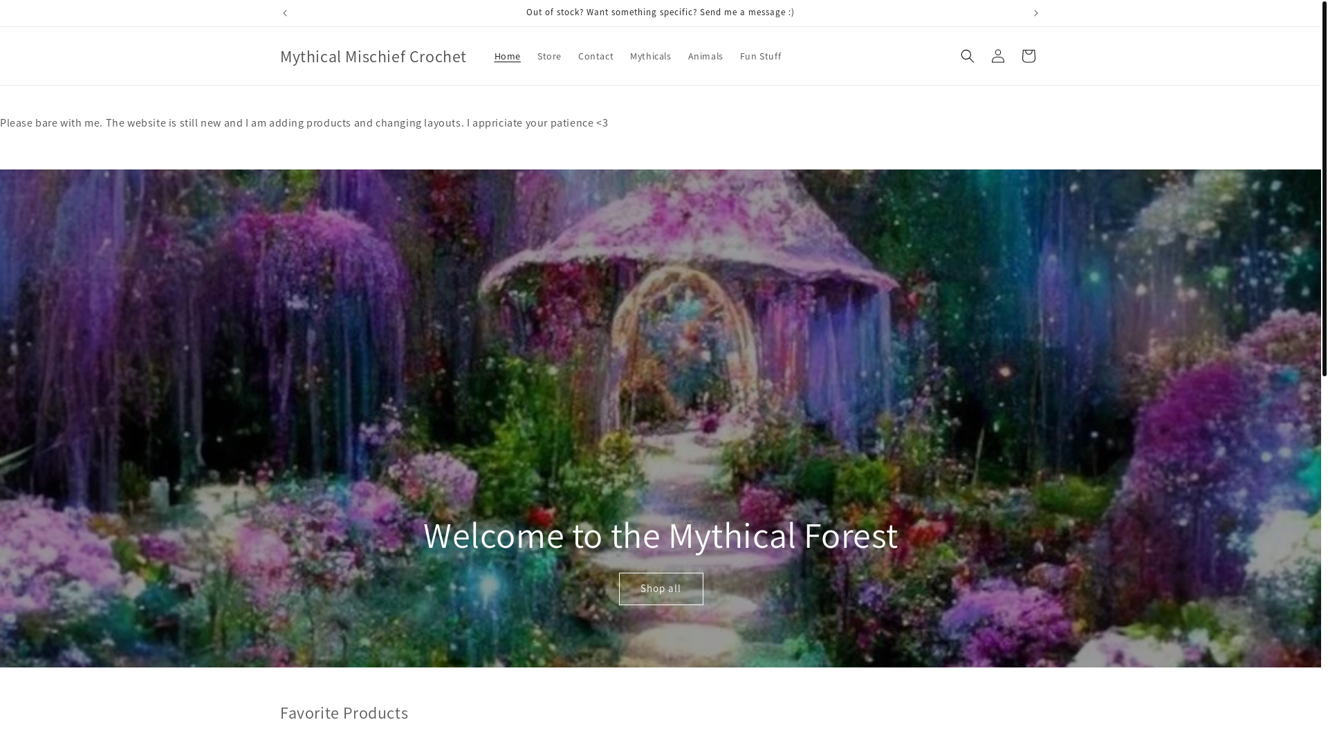 website screenshot of https://mythicalmischiefcrochet.com/