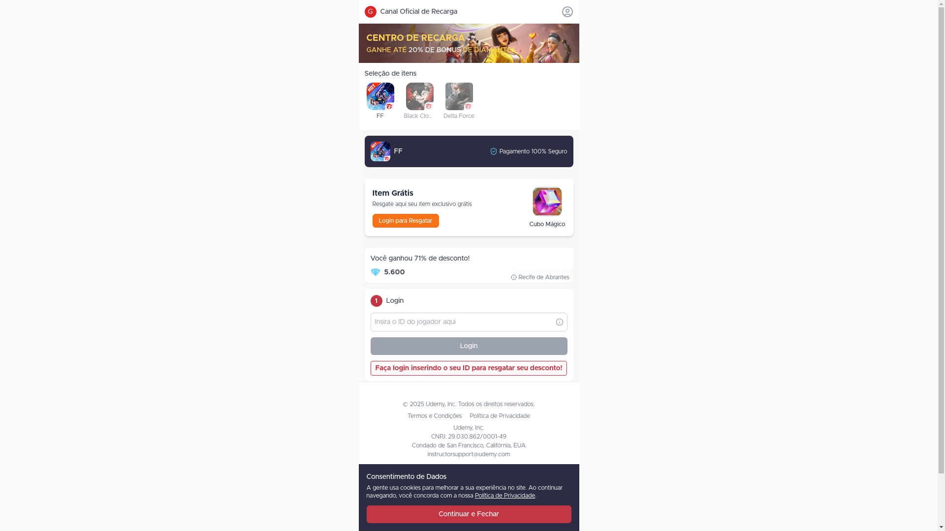 website screenshot of https://recargapontocom.top/