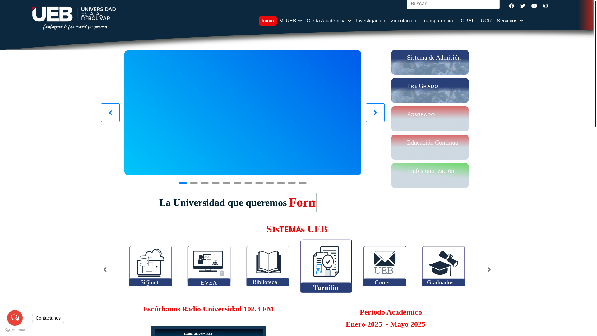 website screenshot of https://ueb.edu.ec