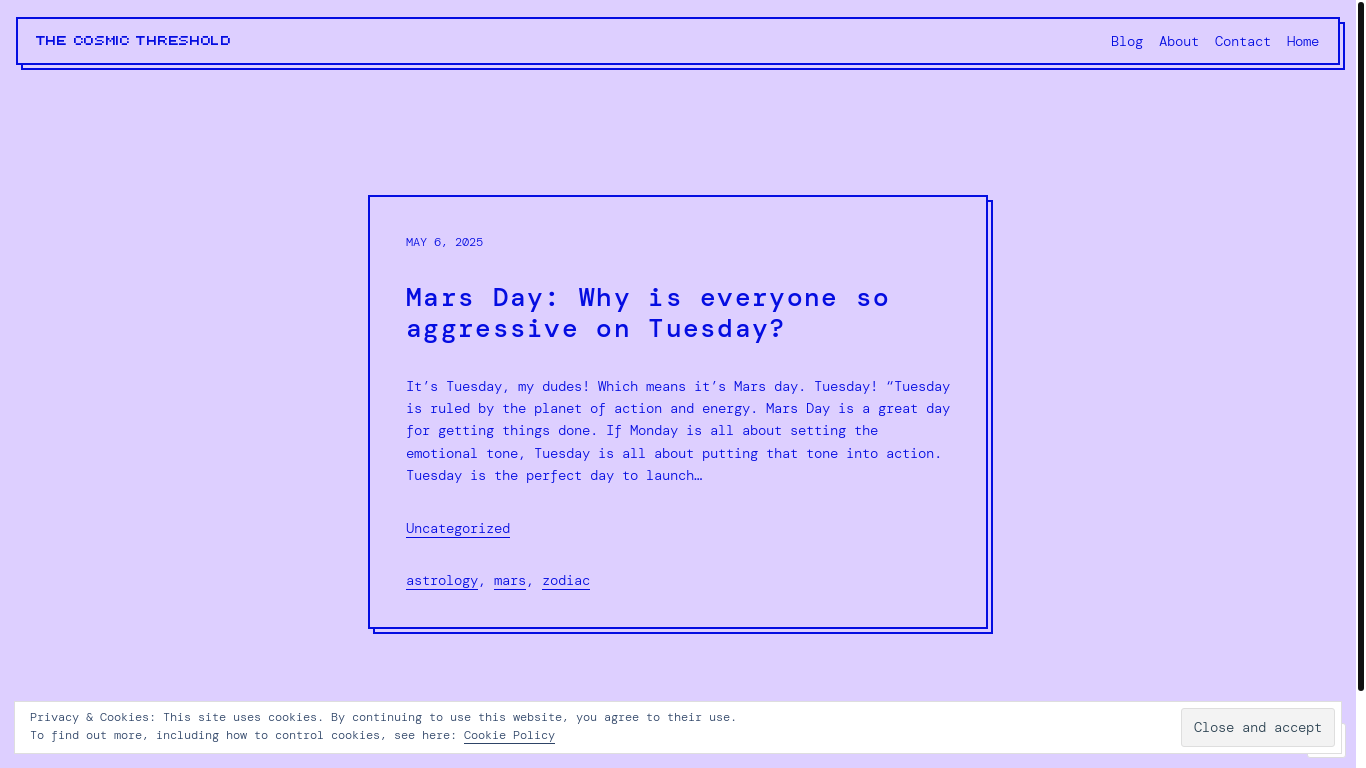 website screenshot of https://saturnswitchdaughter.blog/