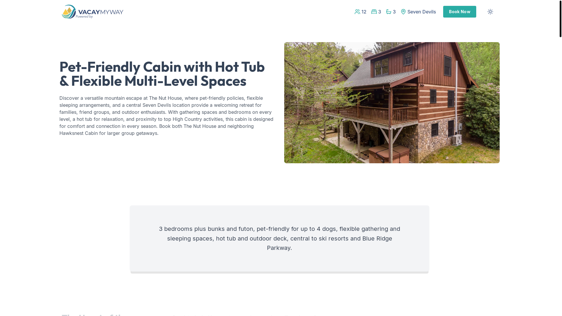 website screenshot of https://zenhawksnest.vacations/