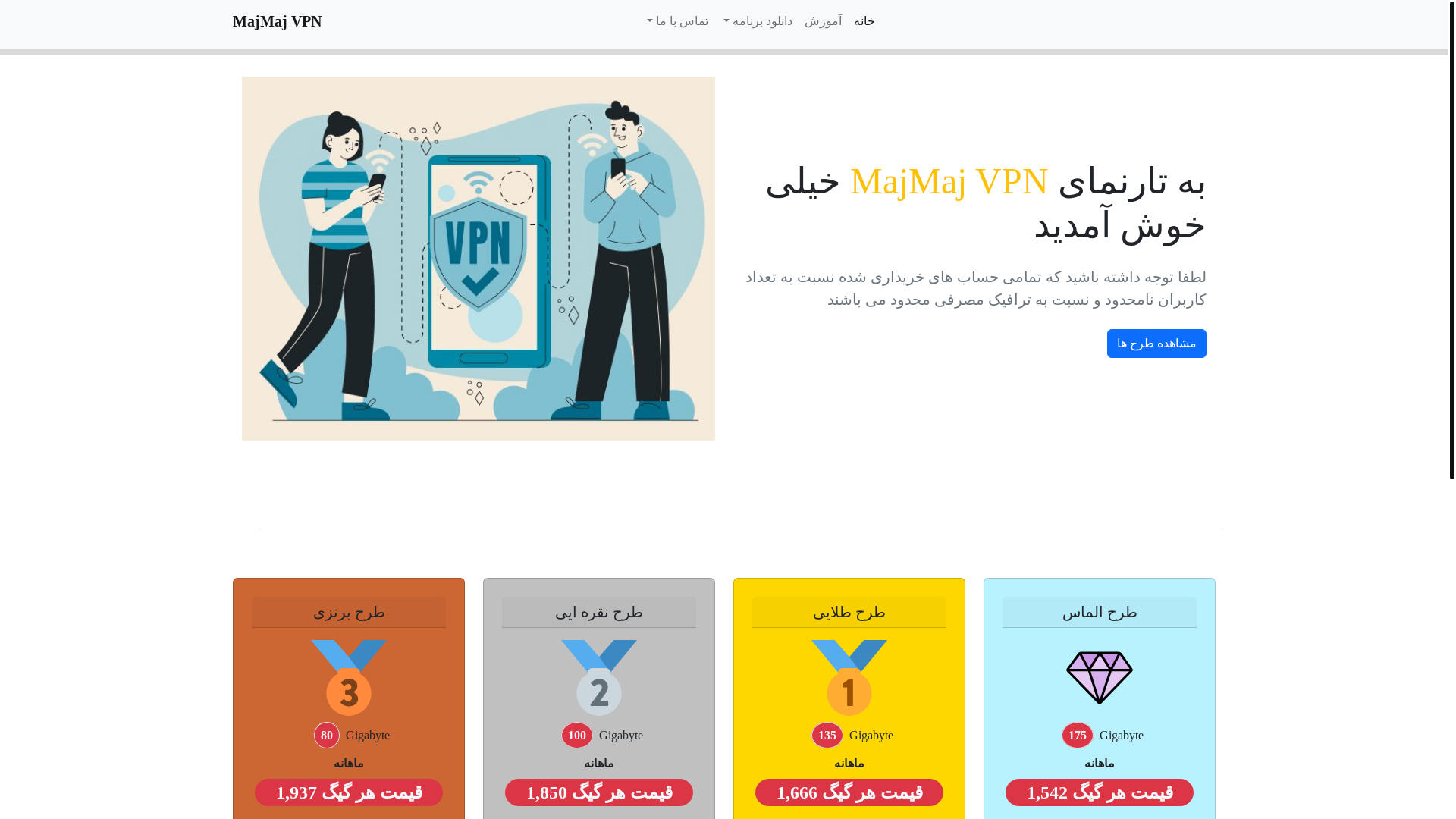 website screenshot of https://majmaj.ir/