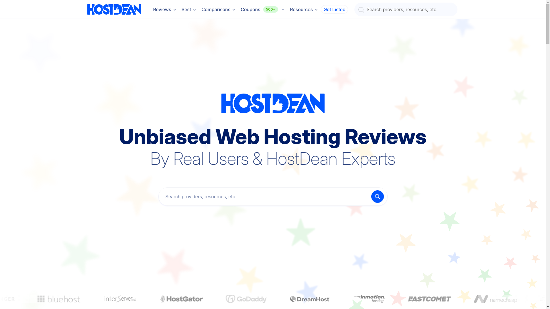 website screenshot of https://hostdean.com