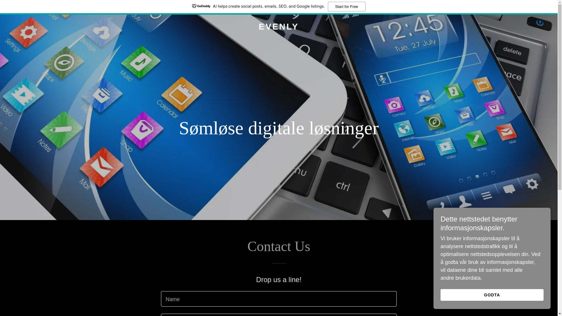 website screenshot of https://evenly.no/