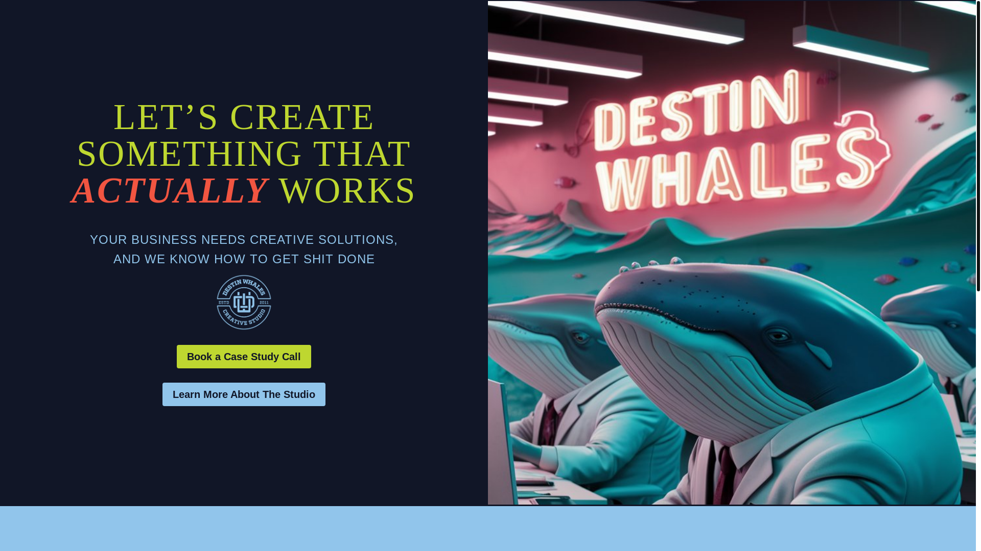 website screenshot of https://meetdestinwhales.com/