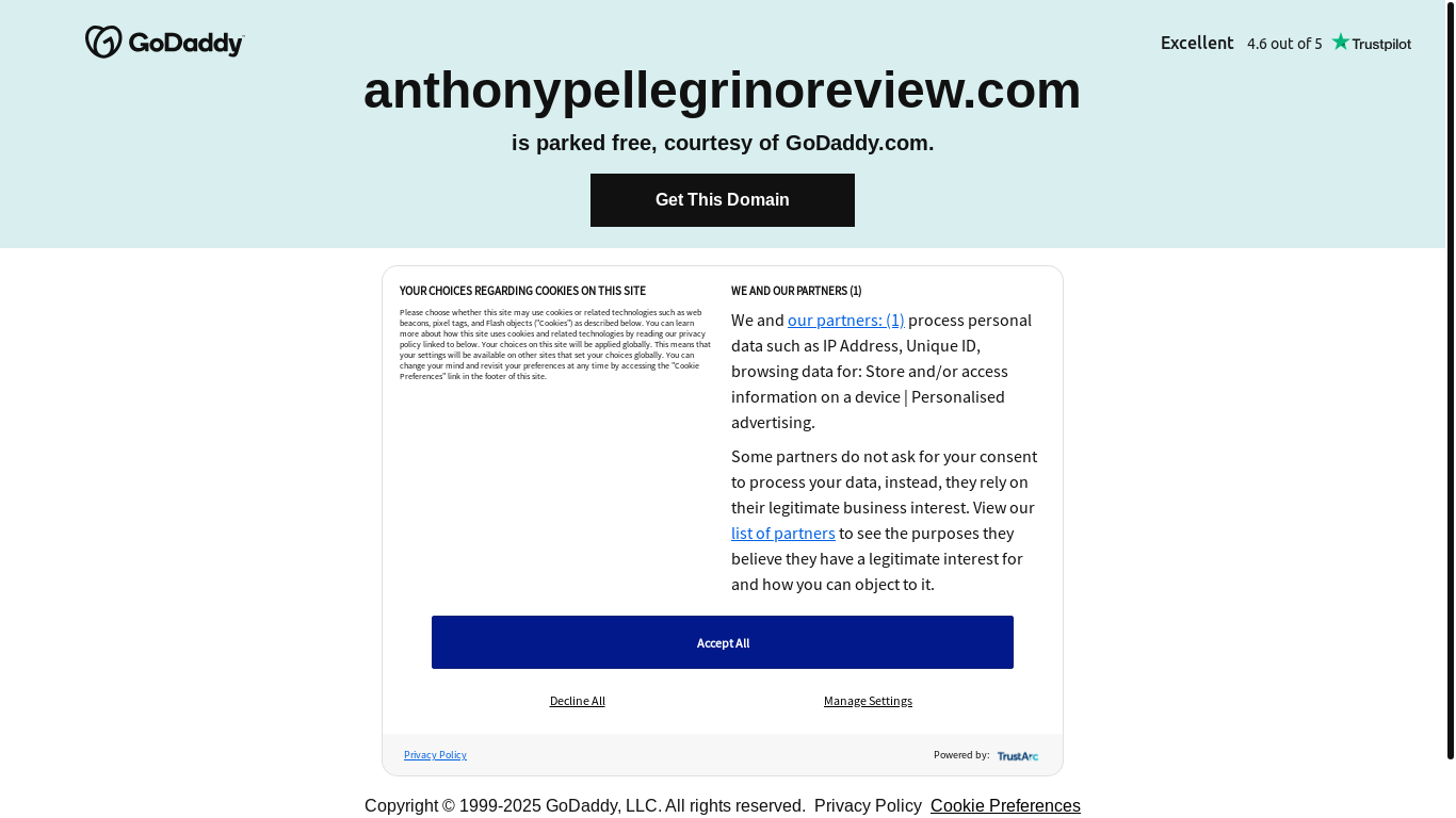 website screenshot of https://anthonypellegrinoreview.com/