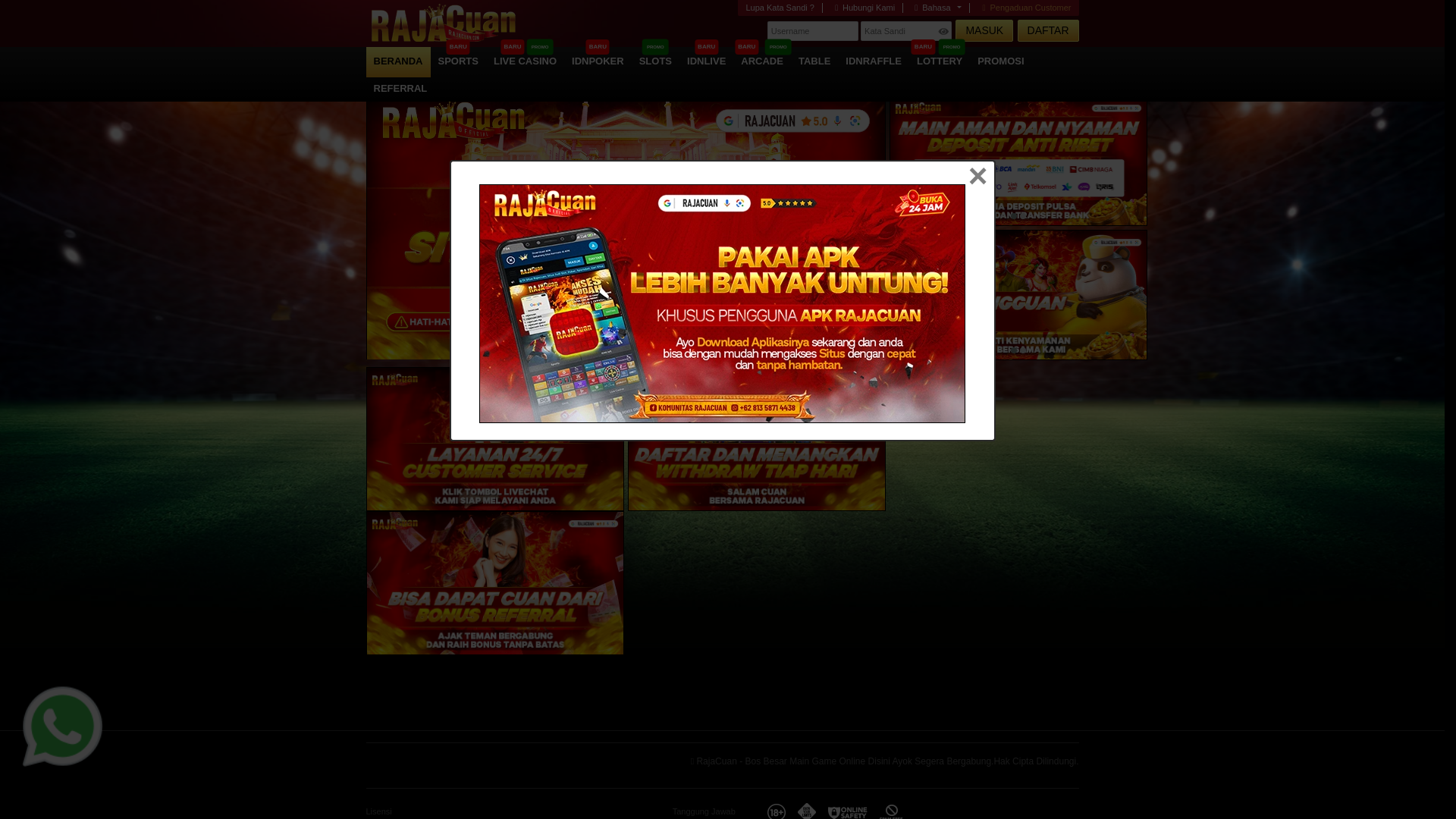 website screenshot of https://rajacuanbos.com/