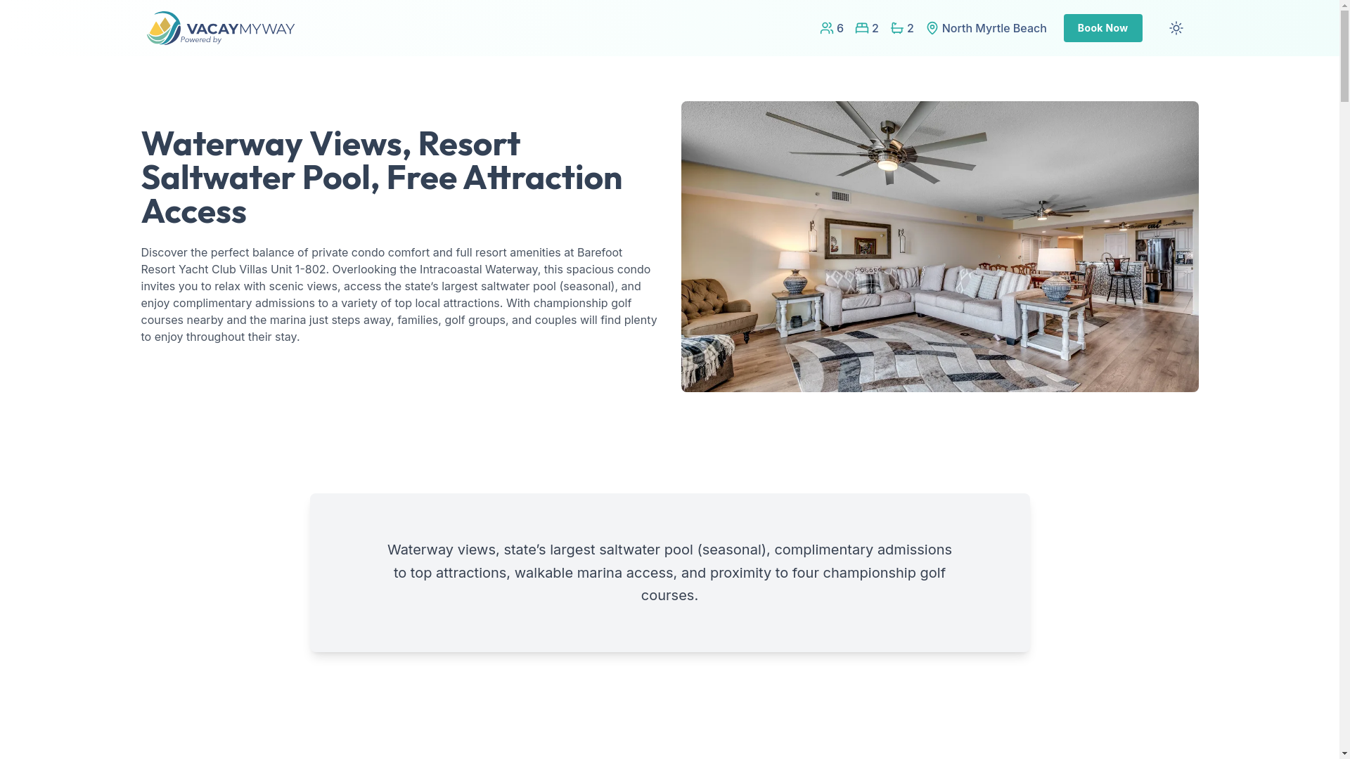 website screenshot of https://serenewaterway.vacations/