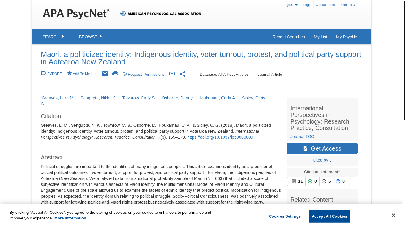website screenshot of https://psycnet.apa.org/record/2018-35564-003