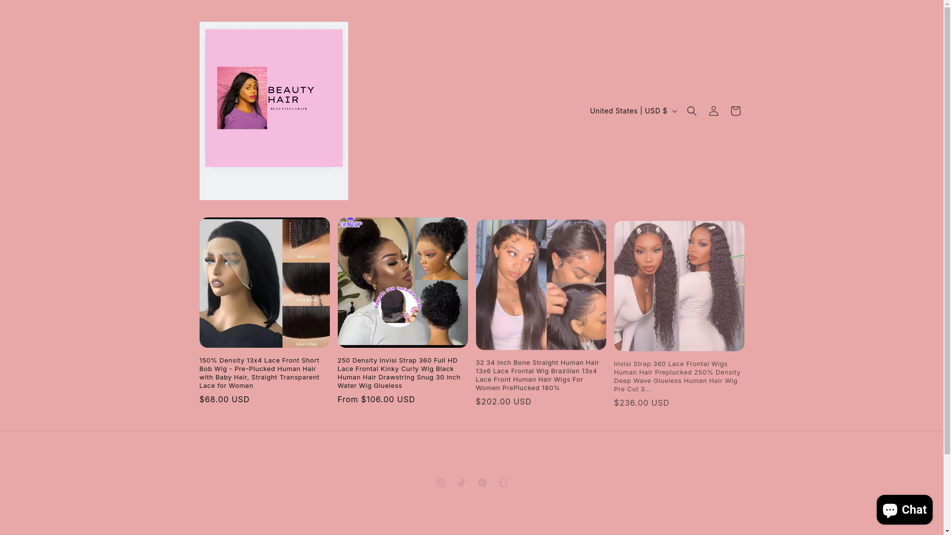 website screenshot of https://beautyellahair.us/