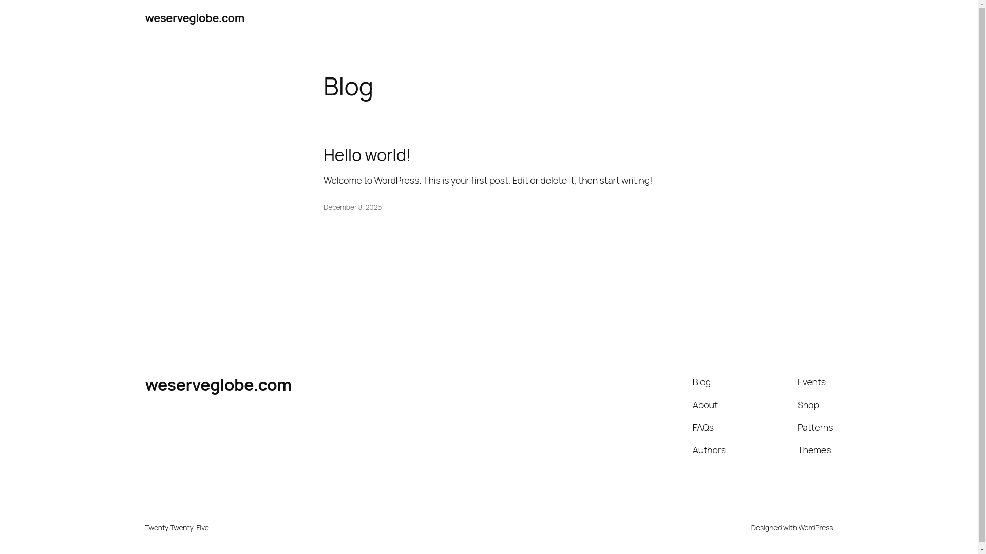website screenshot of https://weserveglobe.com/