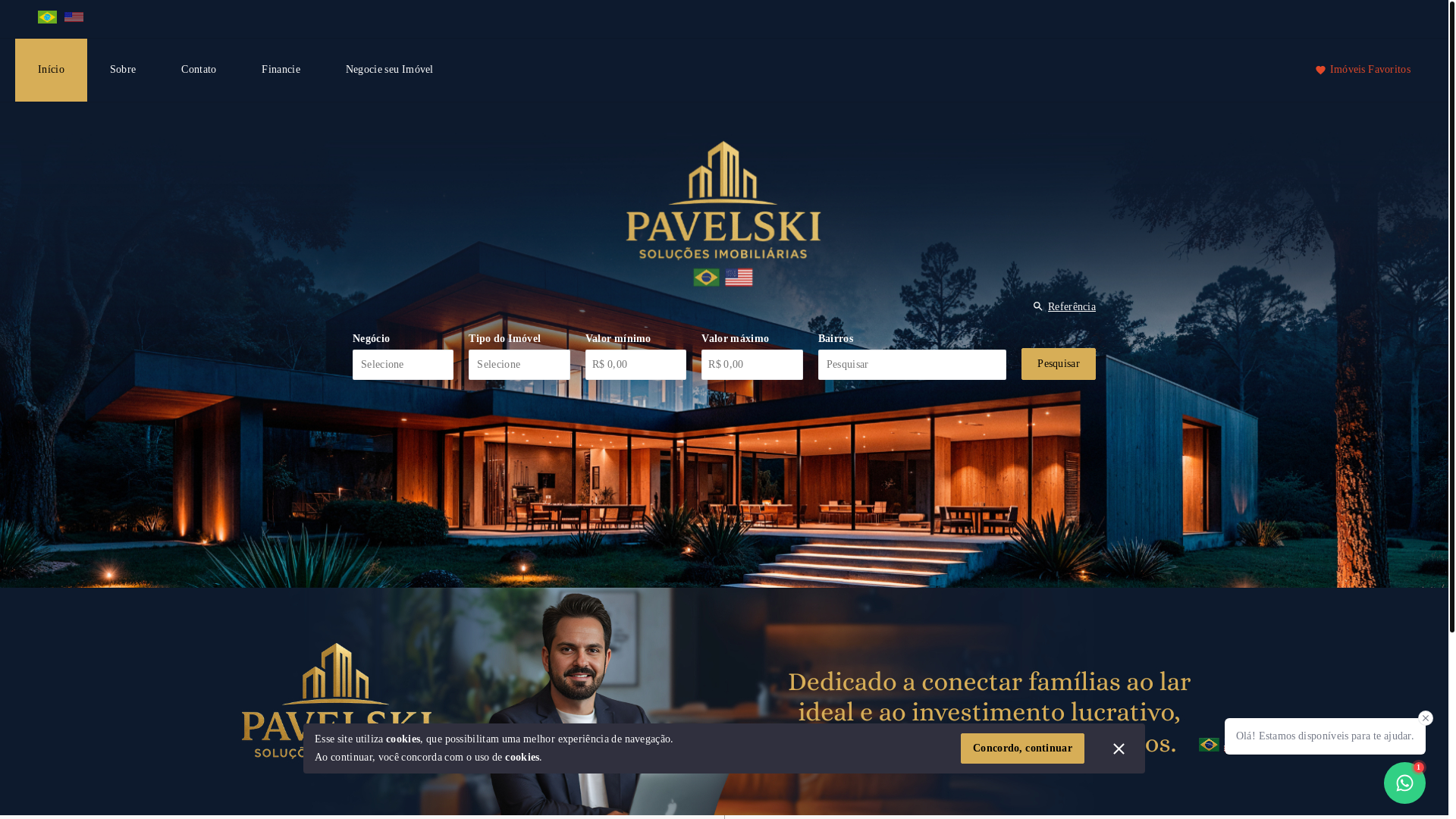 website screenshot of https://pavelskiimoveis.com.br/