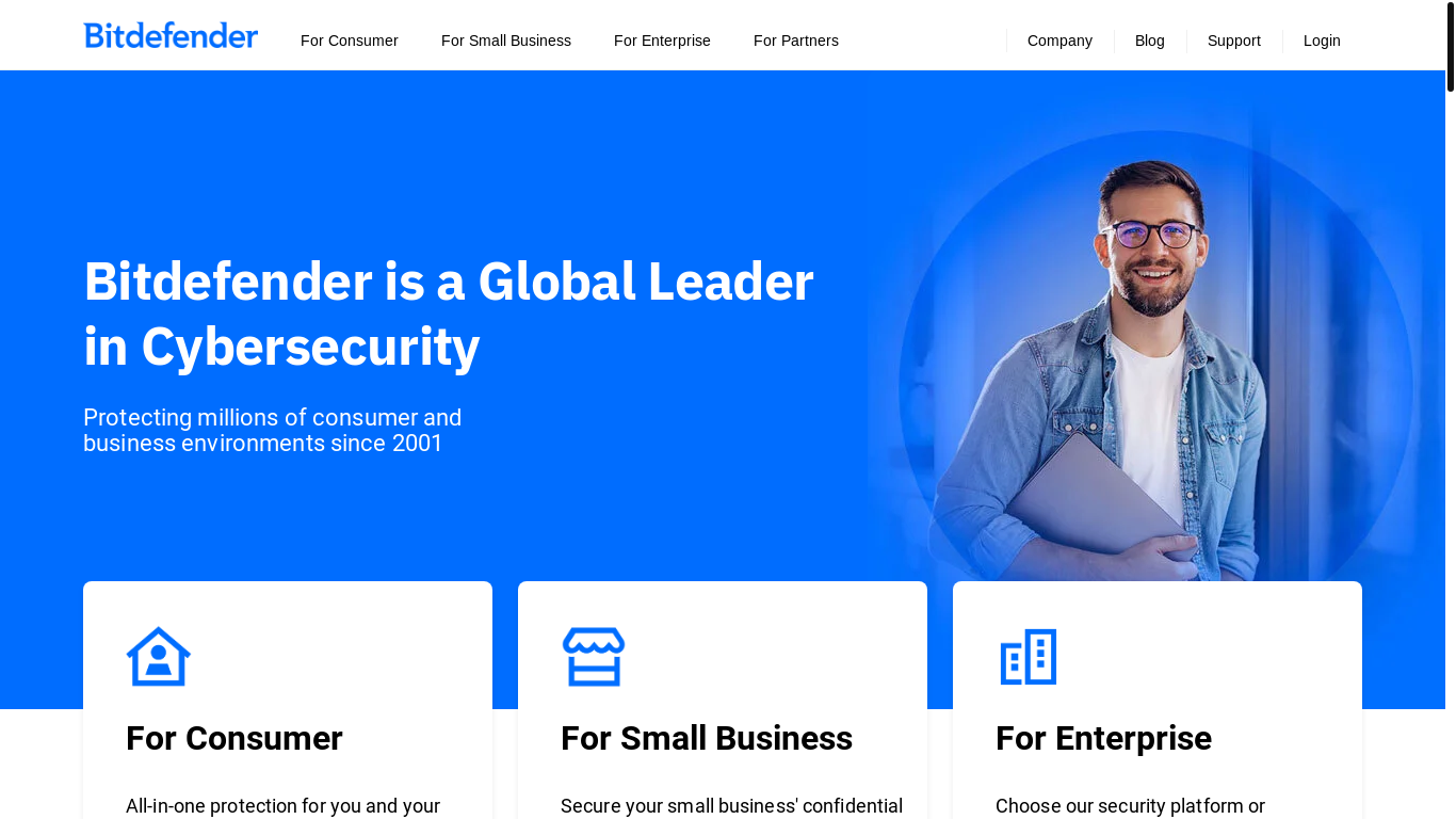 website screenshot of https://bitdefender.net