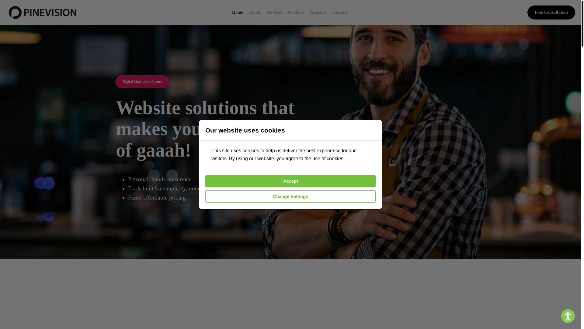 website screenshot of https://teampinevision.com/