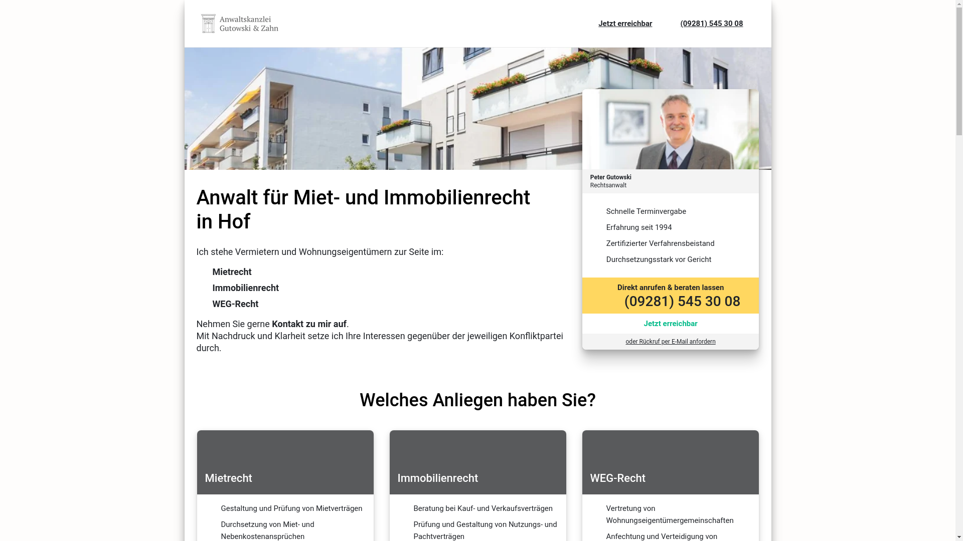 website screenshot of https://anwalt-miet-immobilienrecht-hof.de/