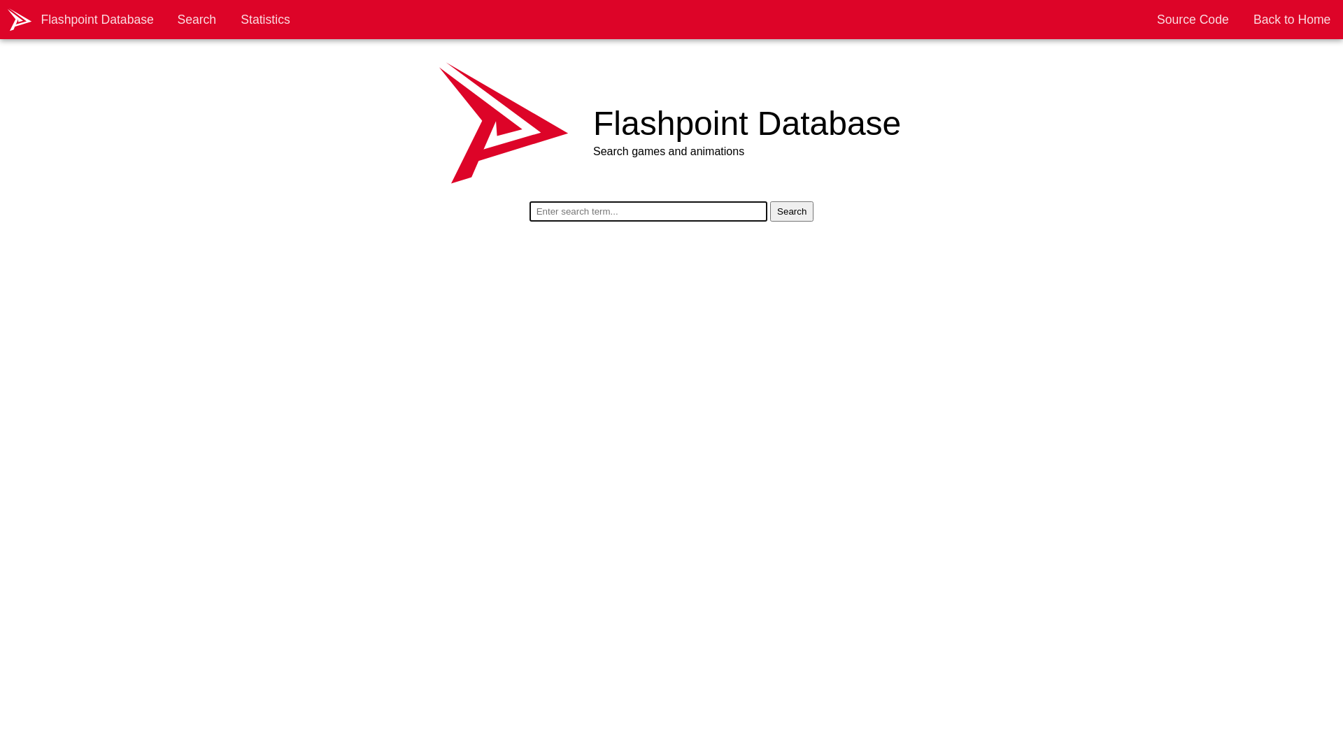 website screenshot of https://flashpointproject.github.io/flashpoint-database/
