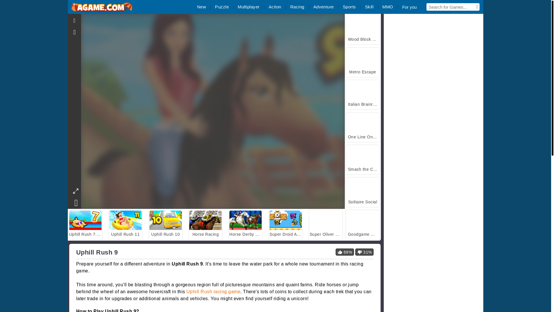 website screenshot of https://www.agame.com/game/uphill-rush-9
