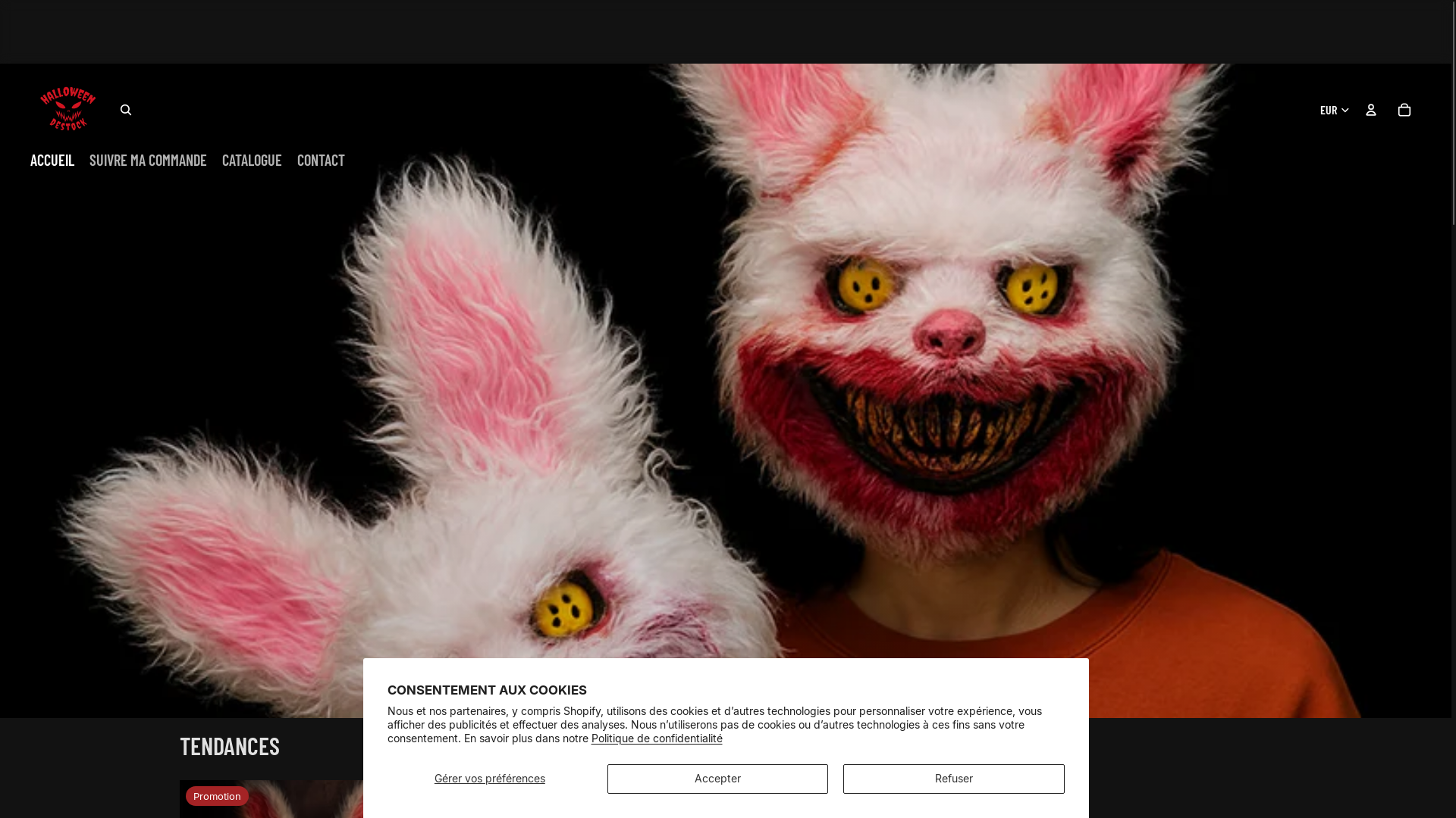 website screenshot of https://halloween-destock.com/