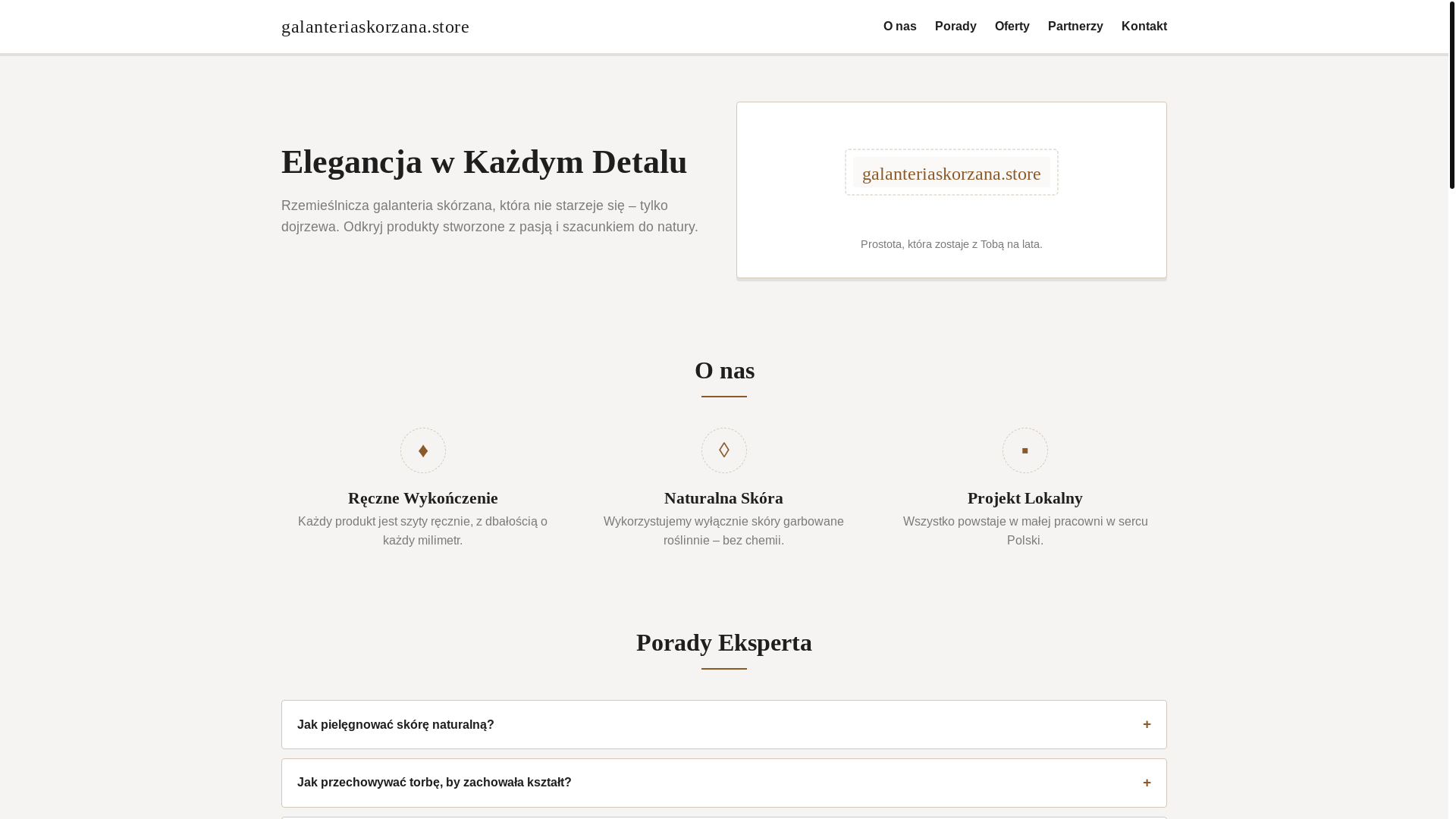 website screenshot of https://galanteriaskorzana.store/