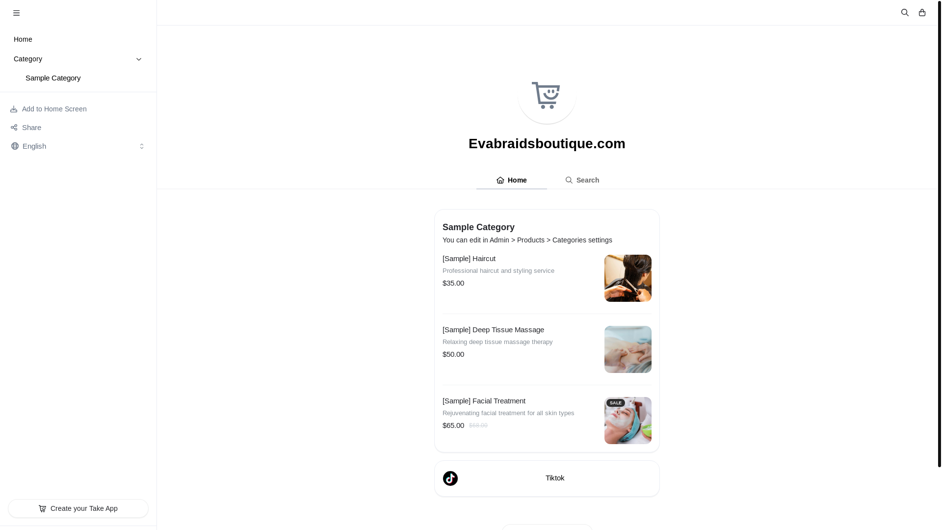 website screenshot of https://evabraidsboutique.com/