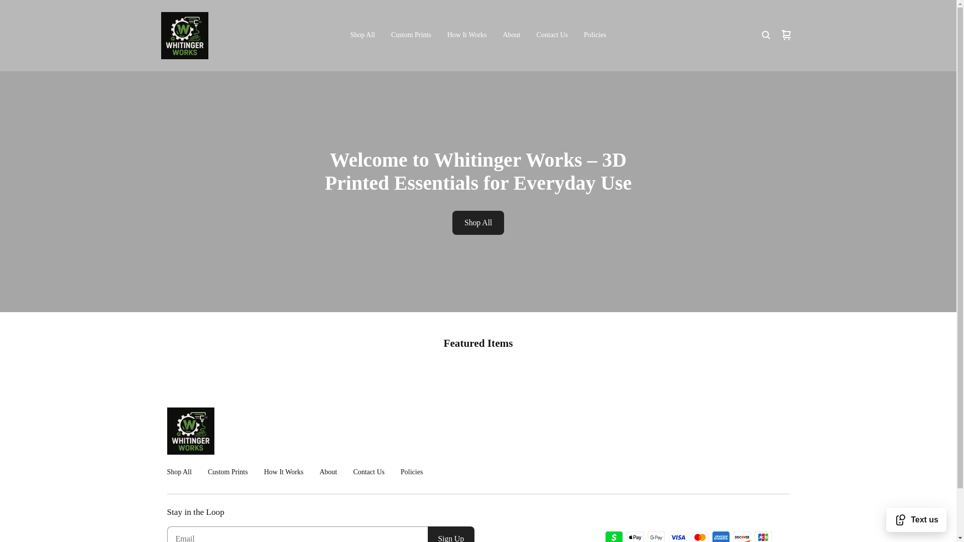 website screenshot of https://whitingerworks3dsolutions.com/