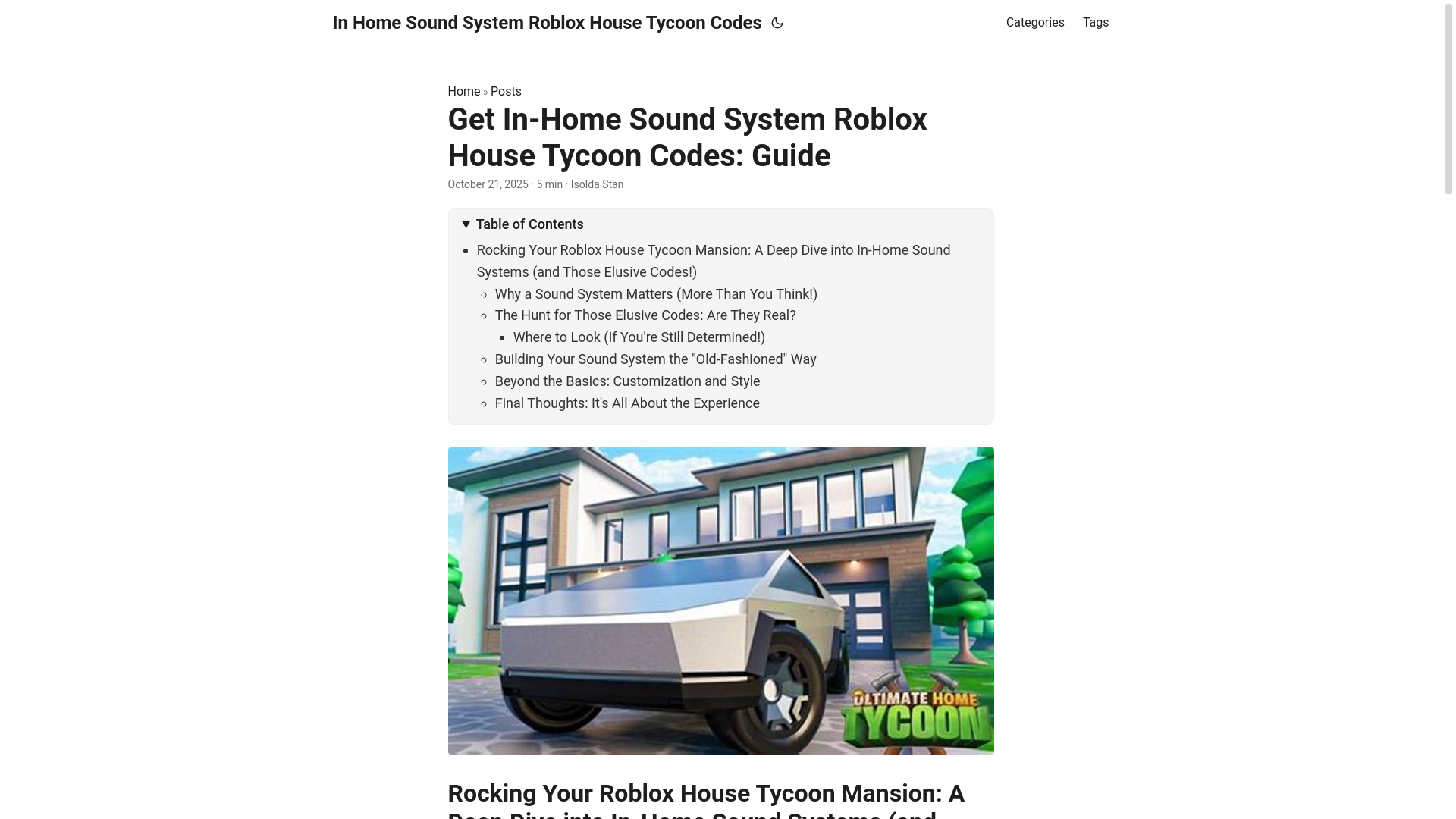 website screenshot of https://in-home-sound-system-roblox-house-tycoon-codes.pages.dev/