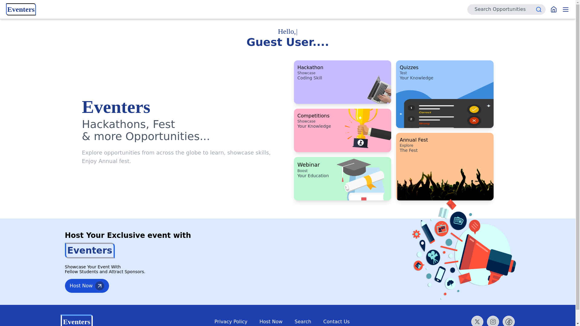 website screenshot of https://eventers.app/