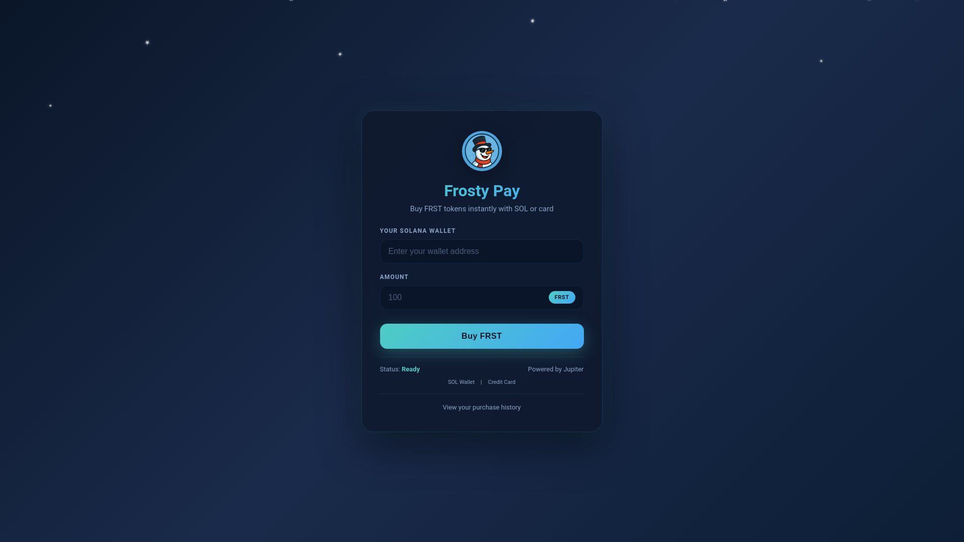 website screenshot of https://frostypay.net/