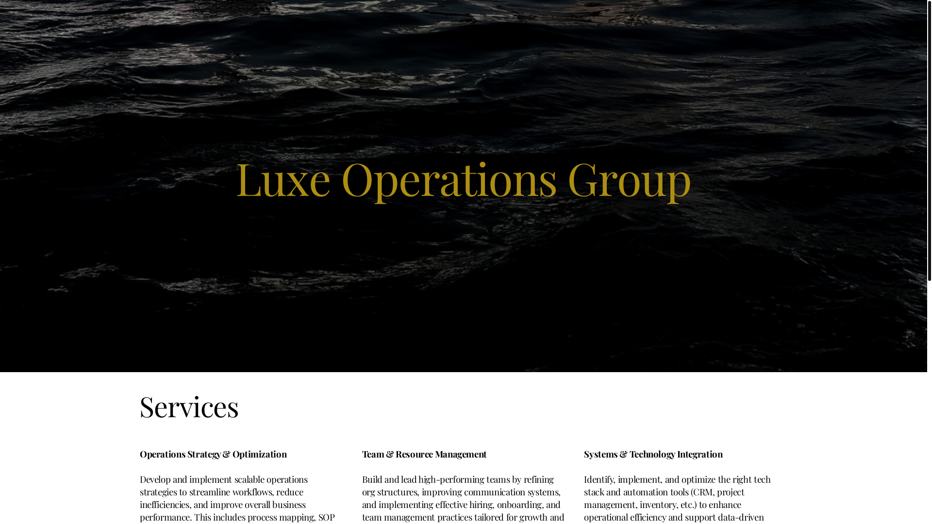 website screenshot of https://luxeoperationsgroup.com/