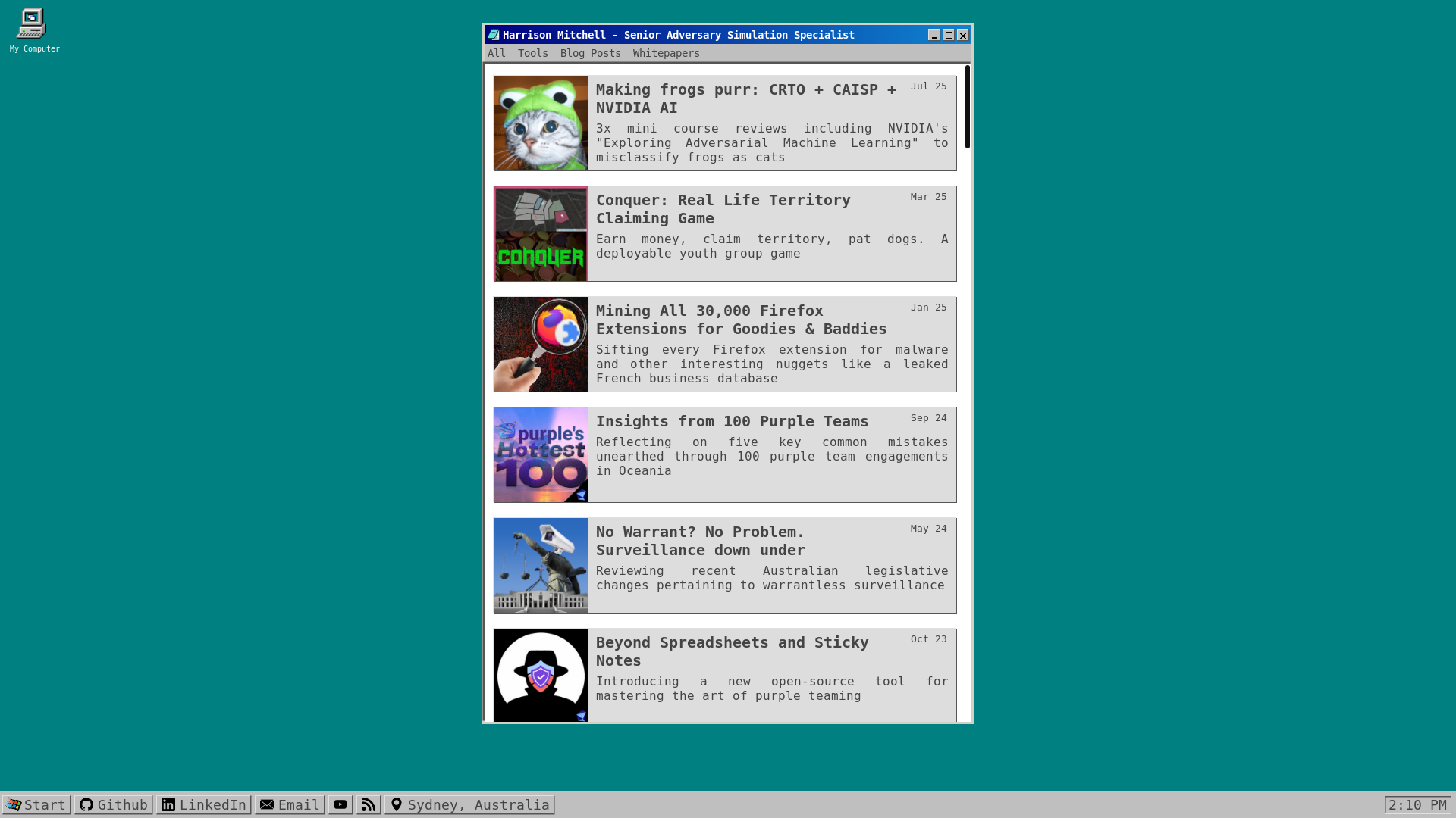 website screenshot of https://harrisonm.pages.dev/