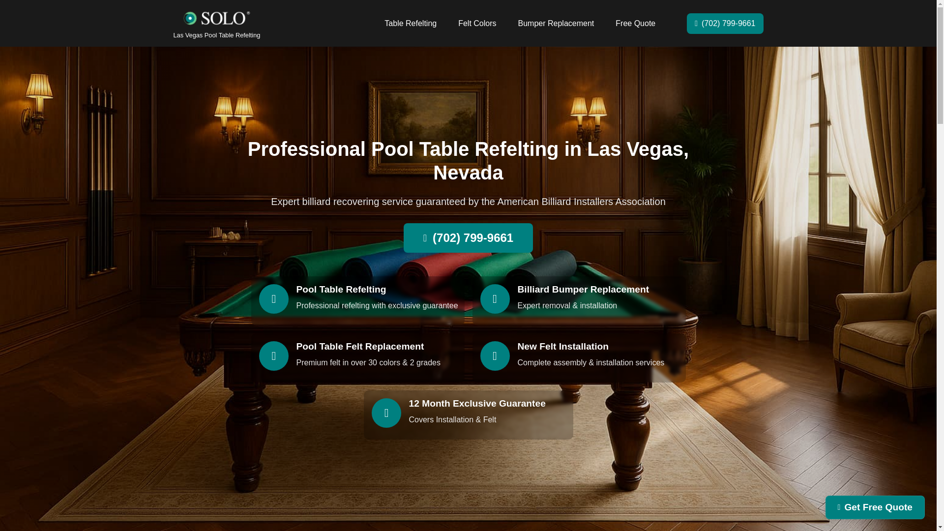 website screenshot of https://pooltablerefeltinglasvegas.com/