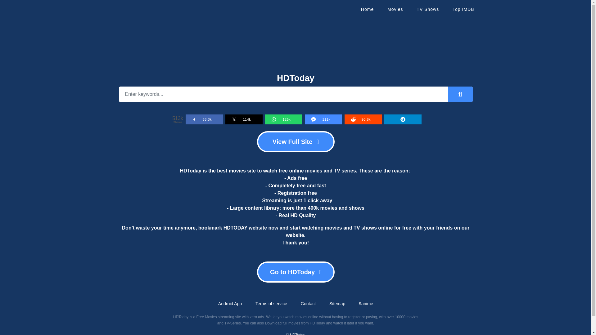 website screenshot of https://hdtoday.cc/