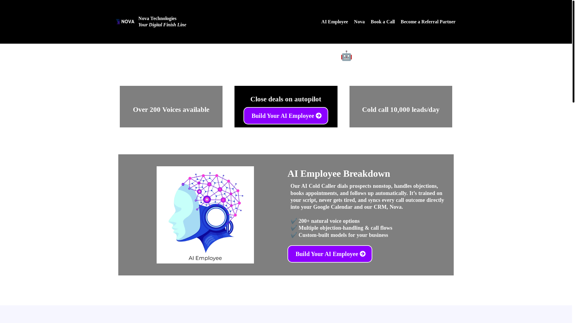 website screenshot of https://novatechnologies.ai/