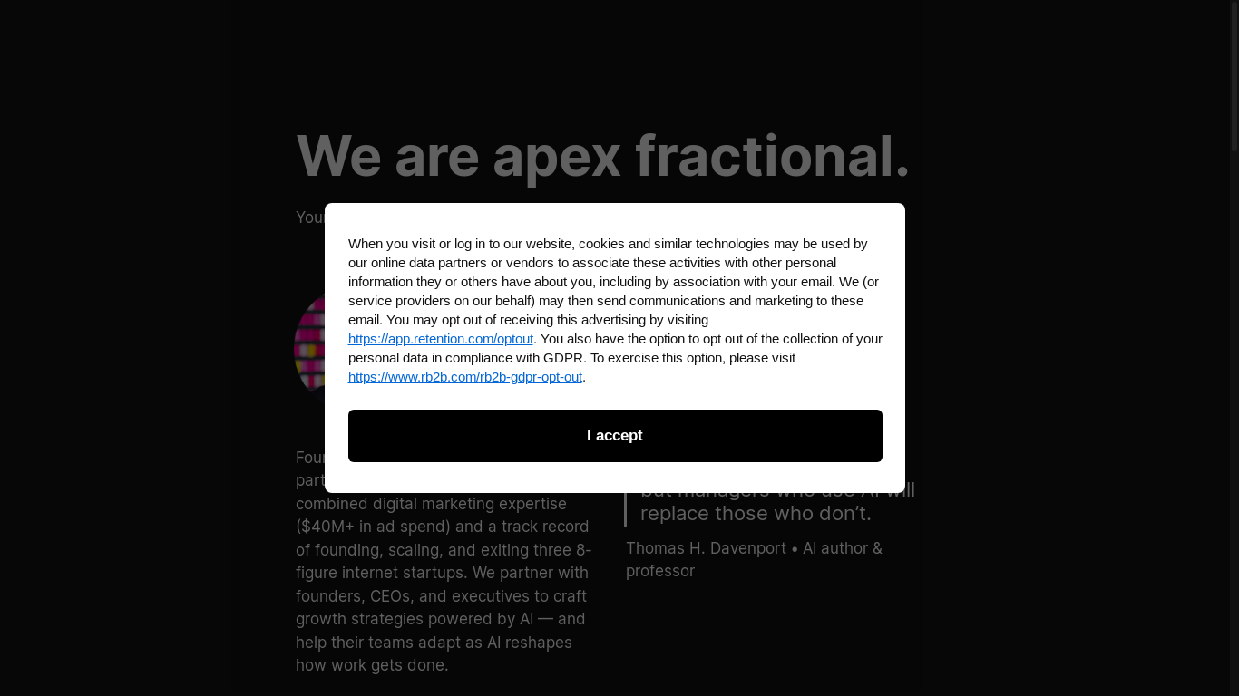 website screenshot of https://apexfractional.co/