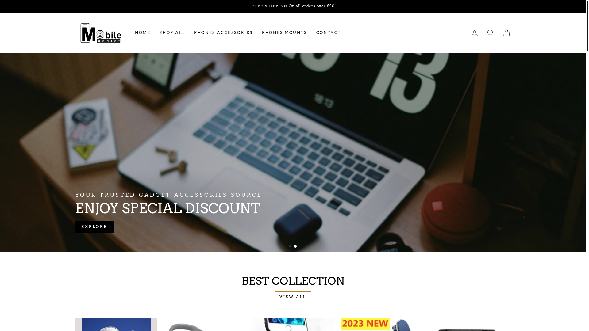 website screenshot of https://mobileaddict.store/