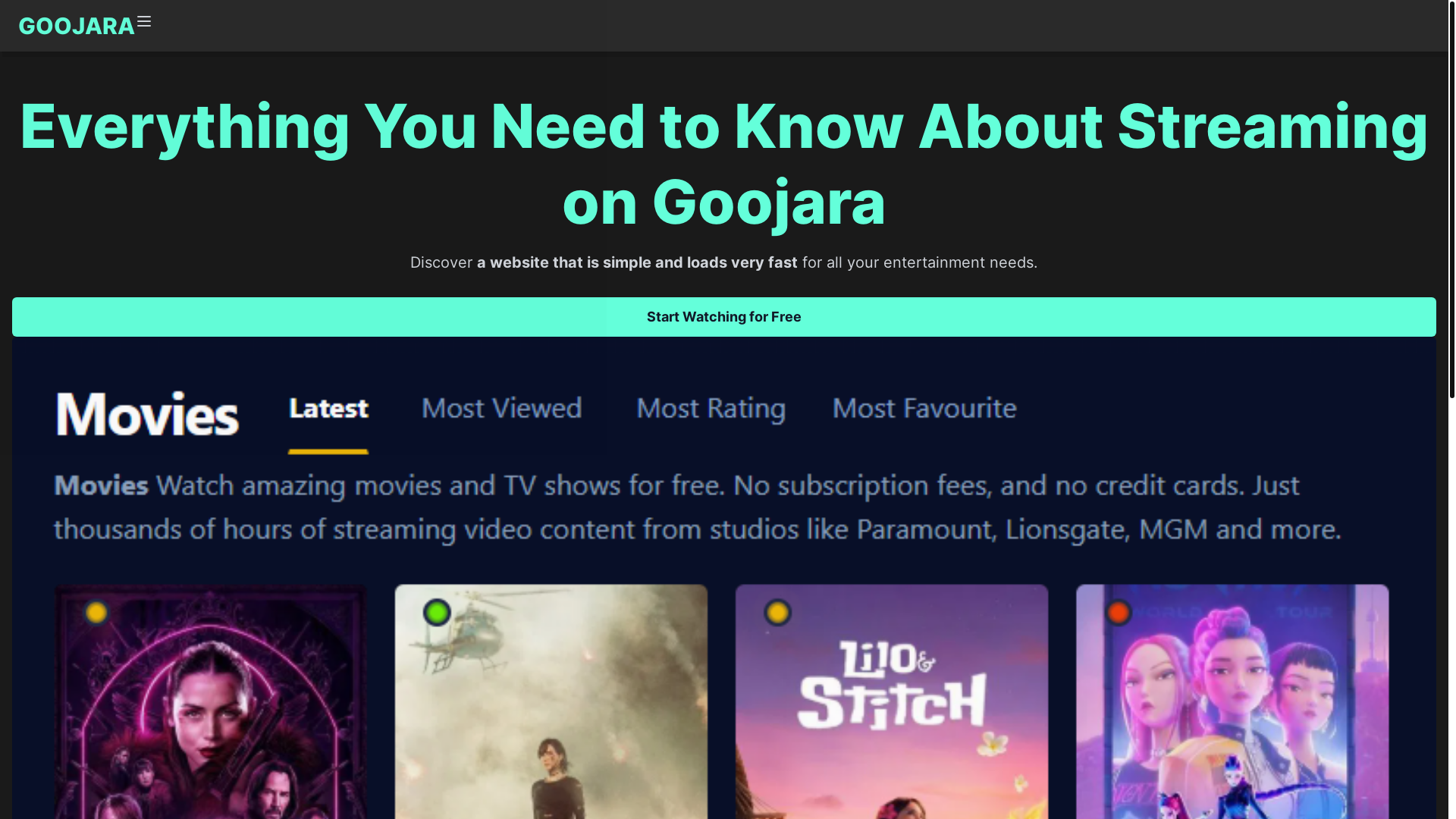 website screenshot of https://goojara-2ra4.pages.dev/