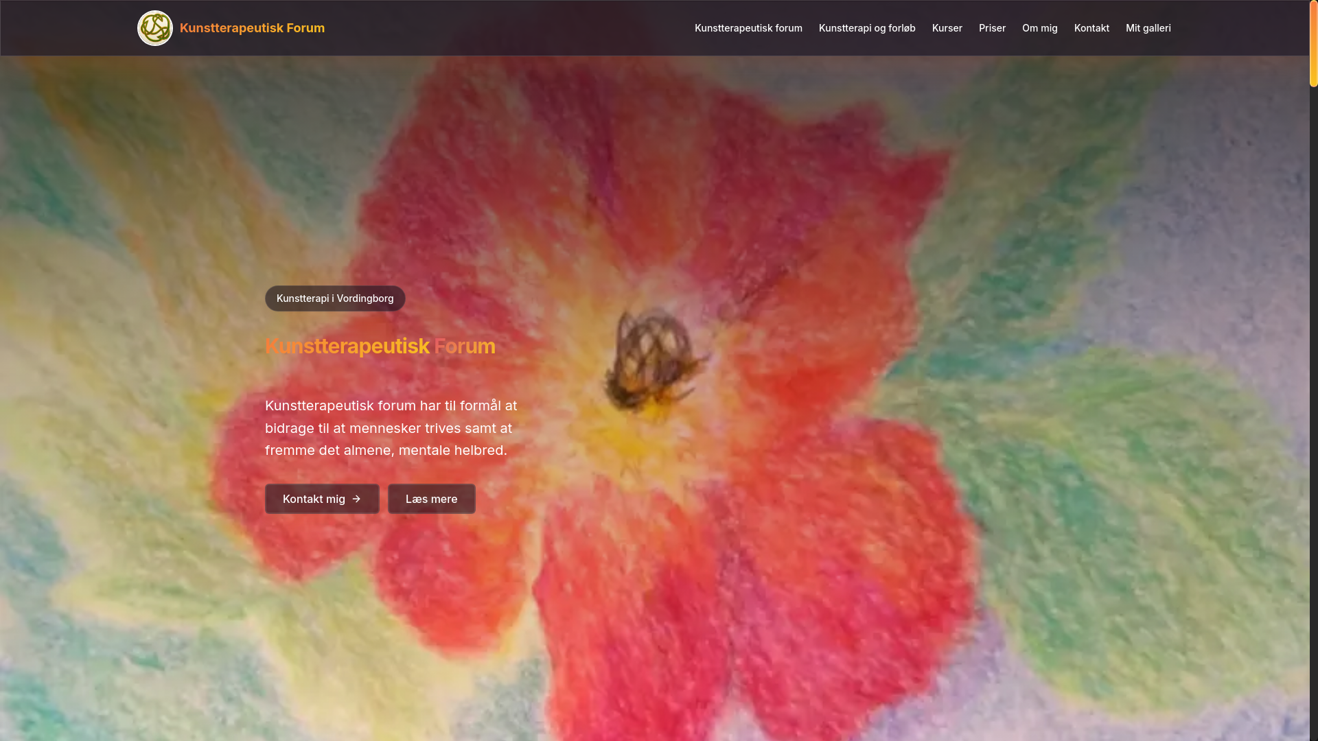 website screenshot of https://kunstterapeutiskforum.dk/
