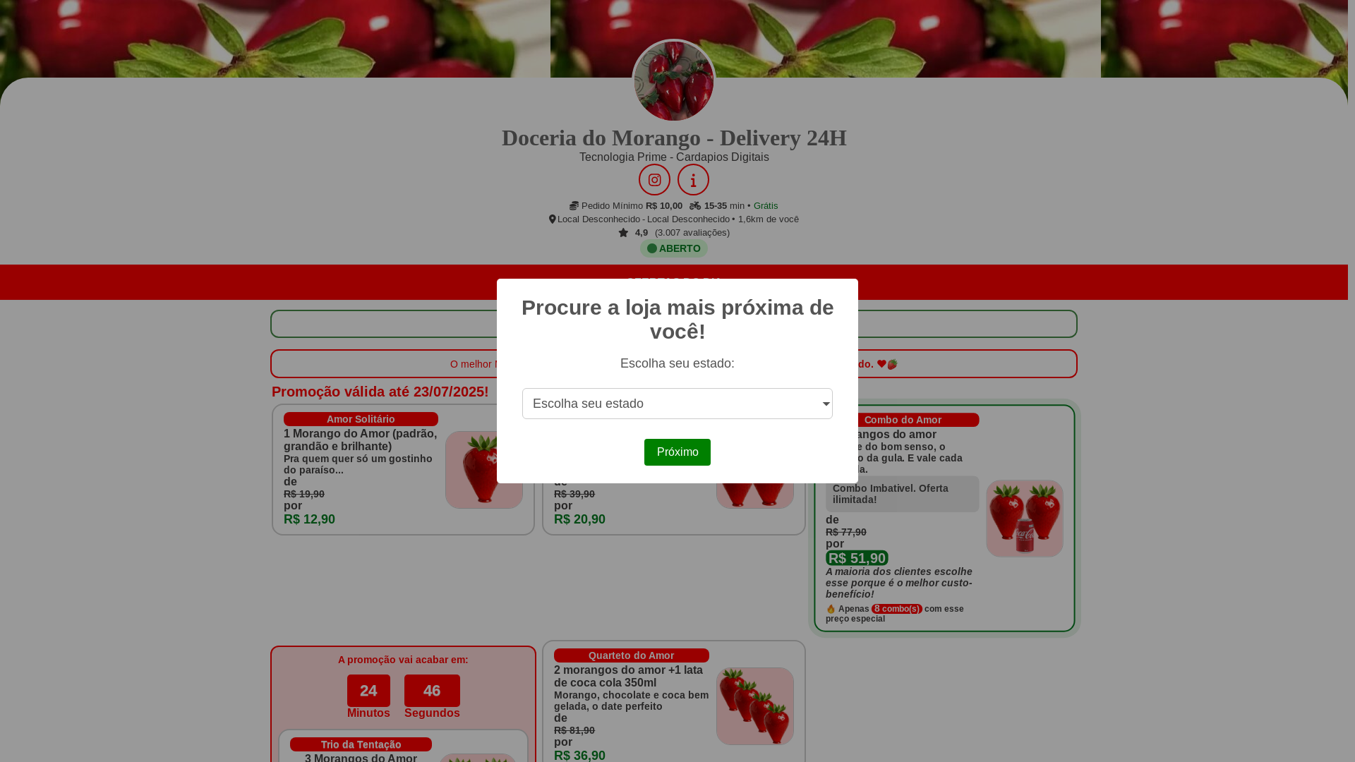website screenshot of https://melhormorangodoamor.shop/