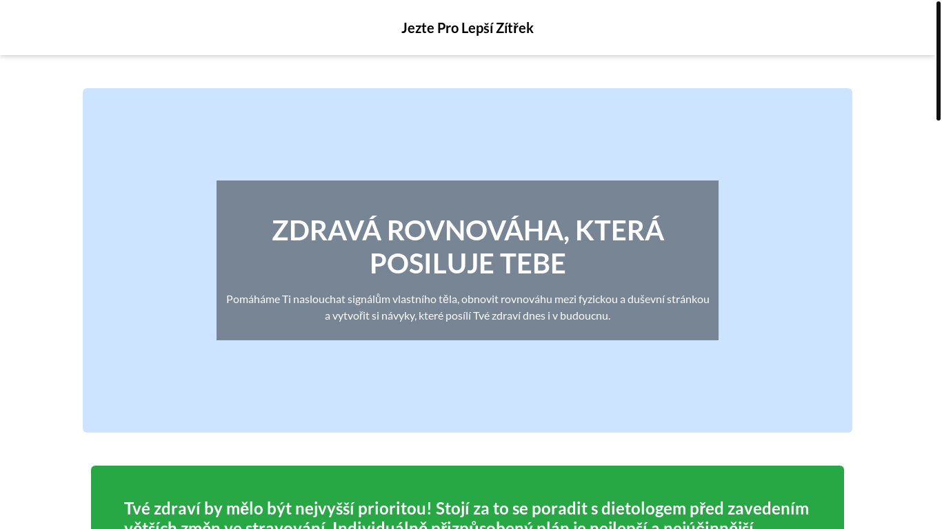 website screenshot of https://jeztepolepszizitrekzone.info/